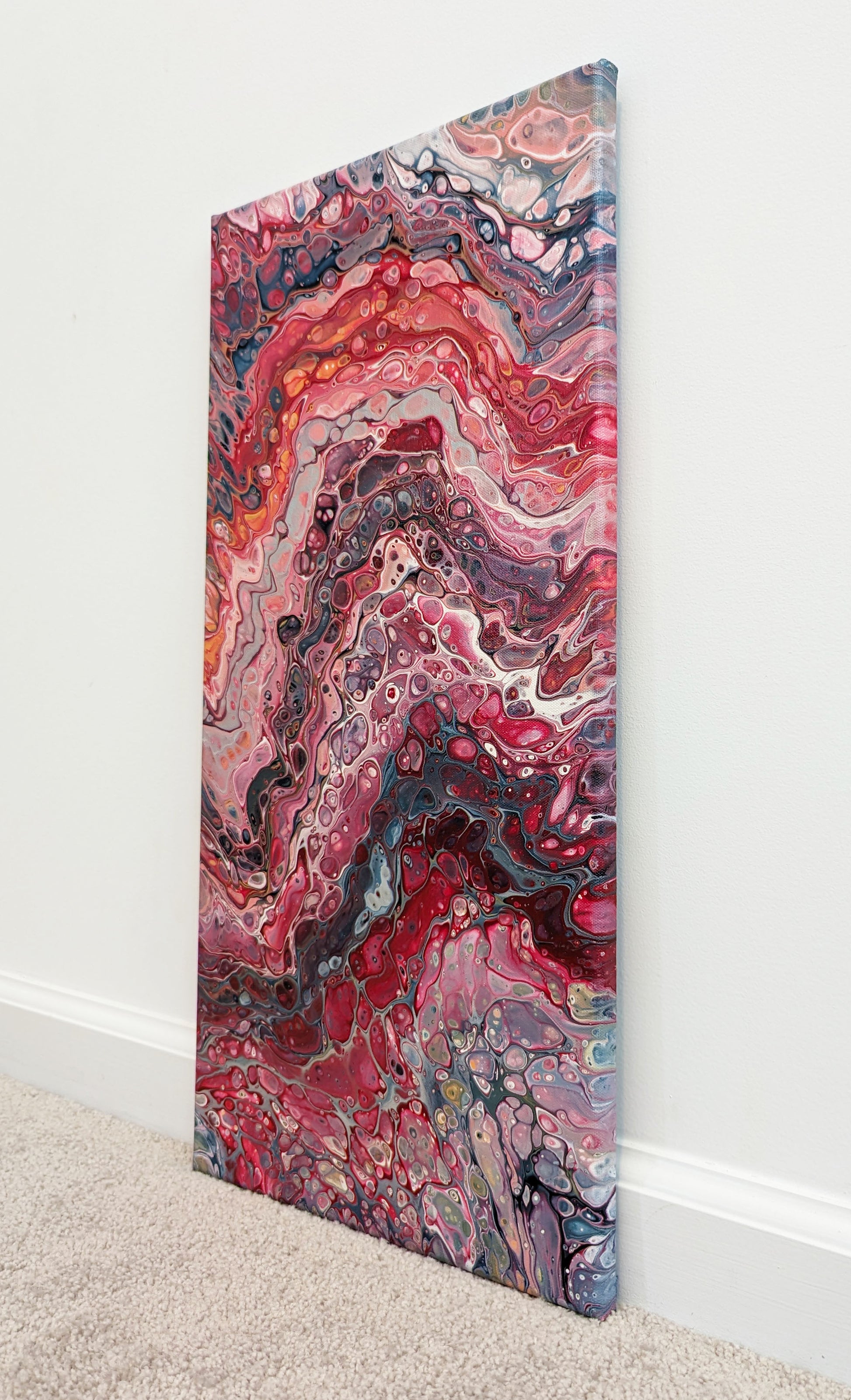 original acrylic fluid artwork named Ebb & Flow 12x24in