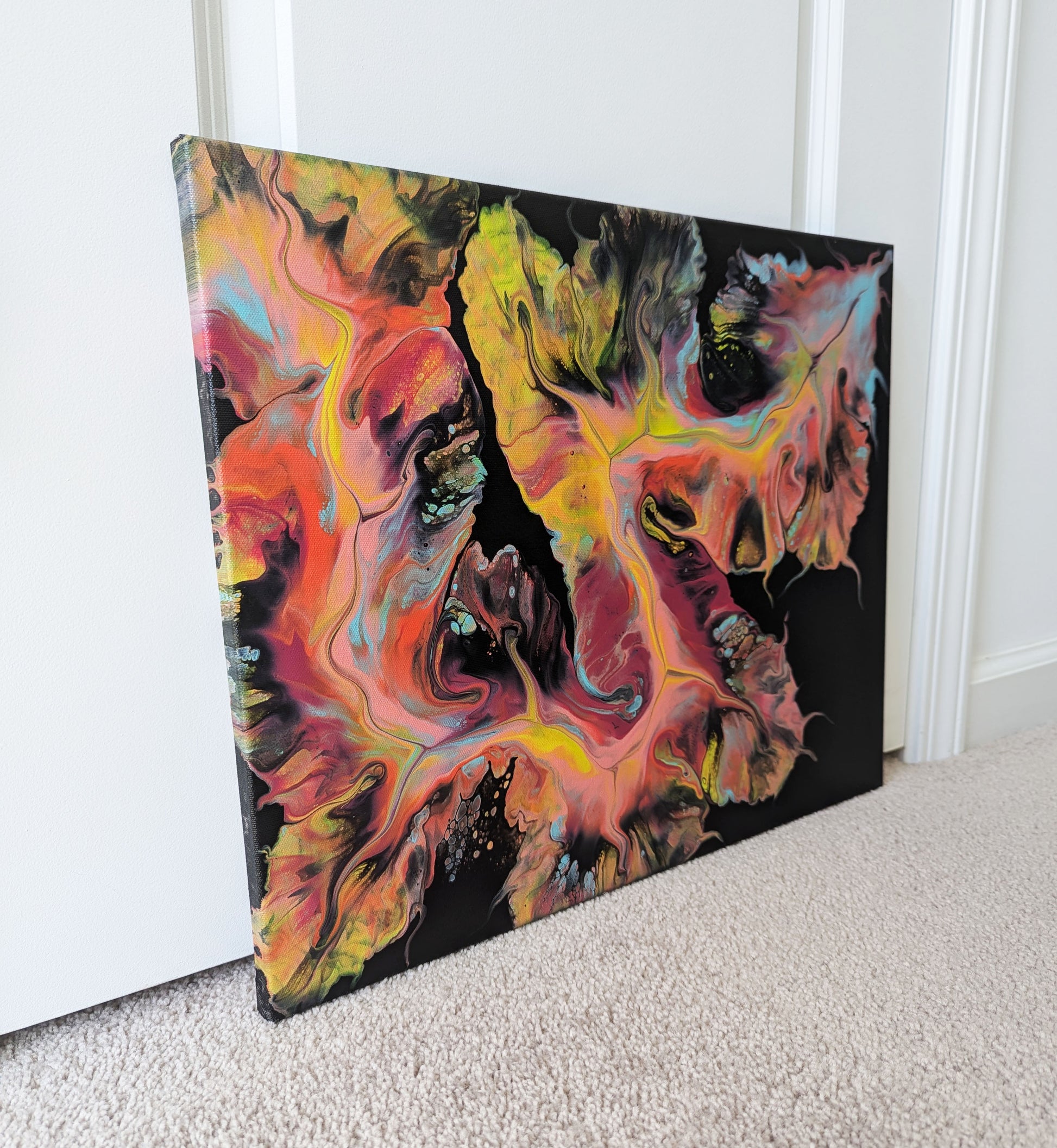original acrylic fluid artwork named Festive Dragon 16x20in