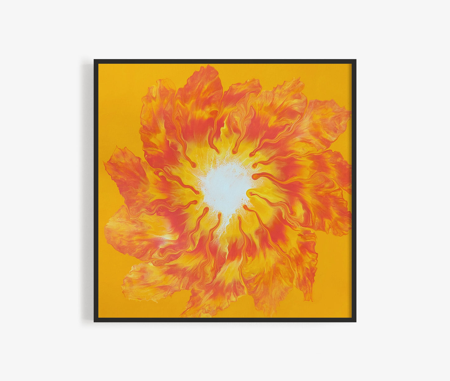 "Fire Gerbera Daisy" - Original Canvas Painting -18x18in