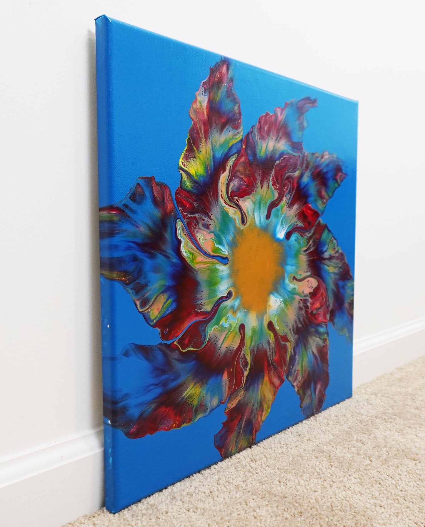 "Floral Twist" - Original Canvas Painting -18x18in