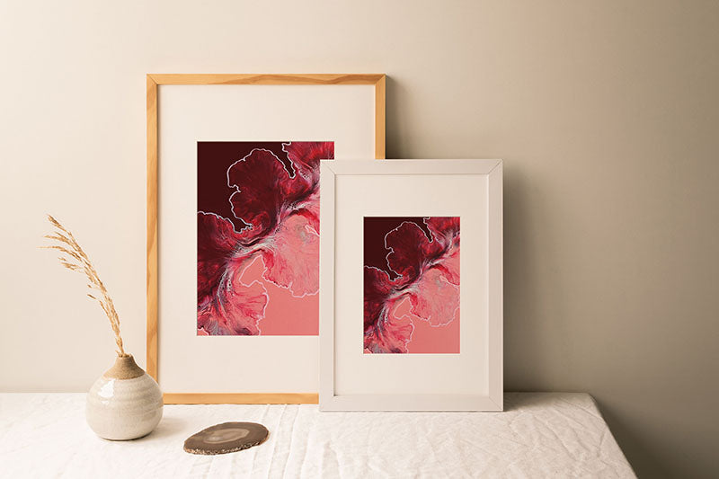 print of original acrylic fluid art piece Hold The Line