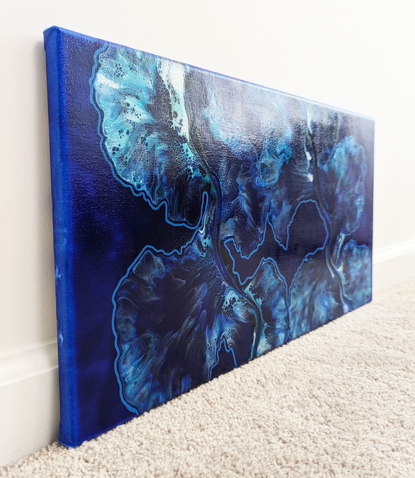 "In the Deep Blue" - Original Canvas Painting - 12x24in