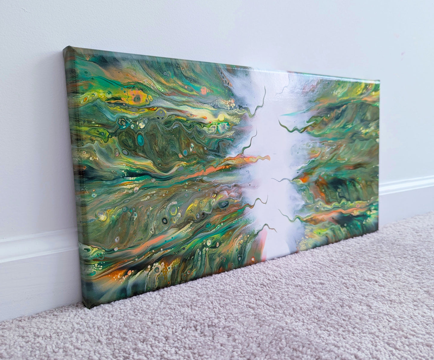 original acrylic fluid artwork named Lush 10x20in