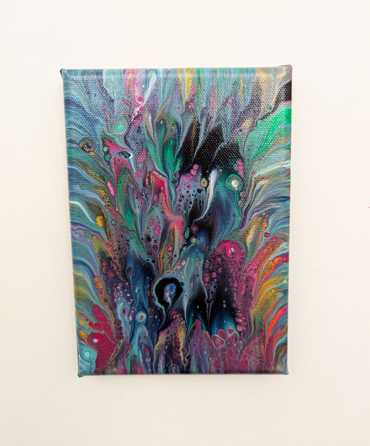 original acrylic fluid artwork named
Mischievous 5x7in