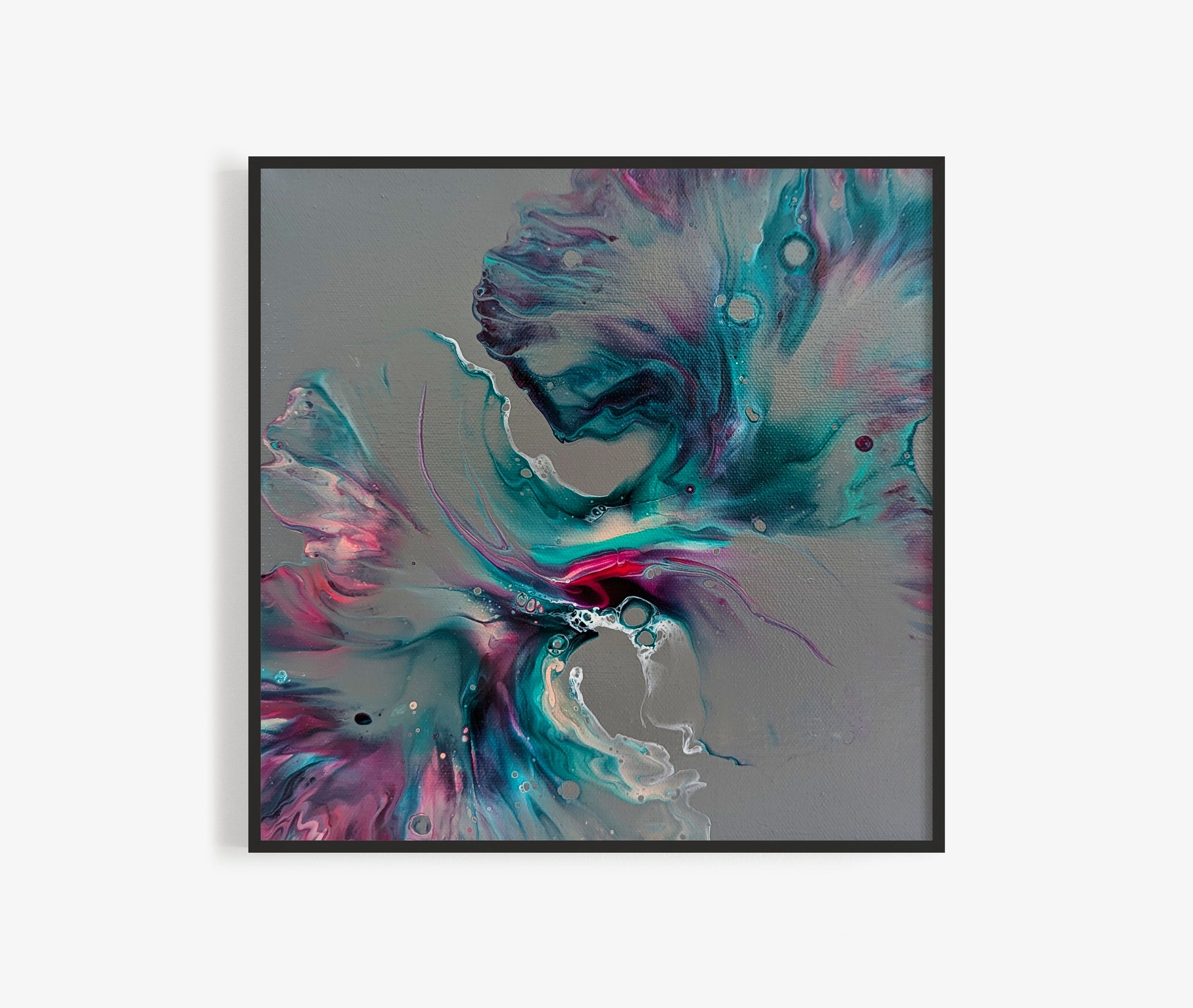 original acrylic fluid artwork named Mystical Breeze 12x12in