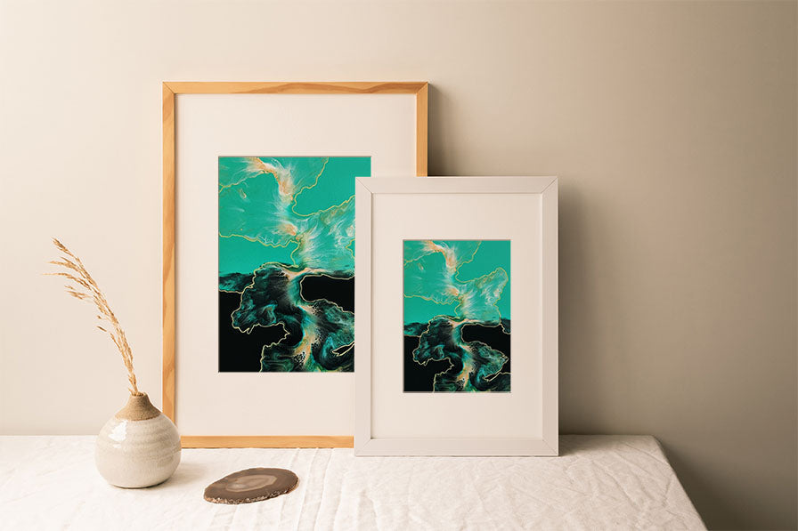 print of original acrylic fluid art piece Outside The Lines