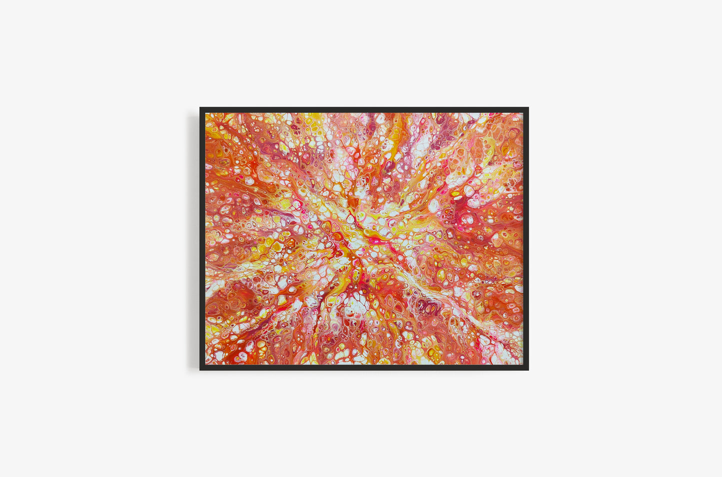 original acrylic fluid artwork named Phoenix Aflame 16x20in