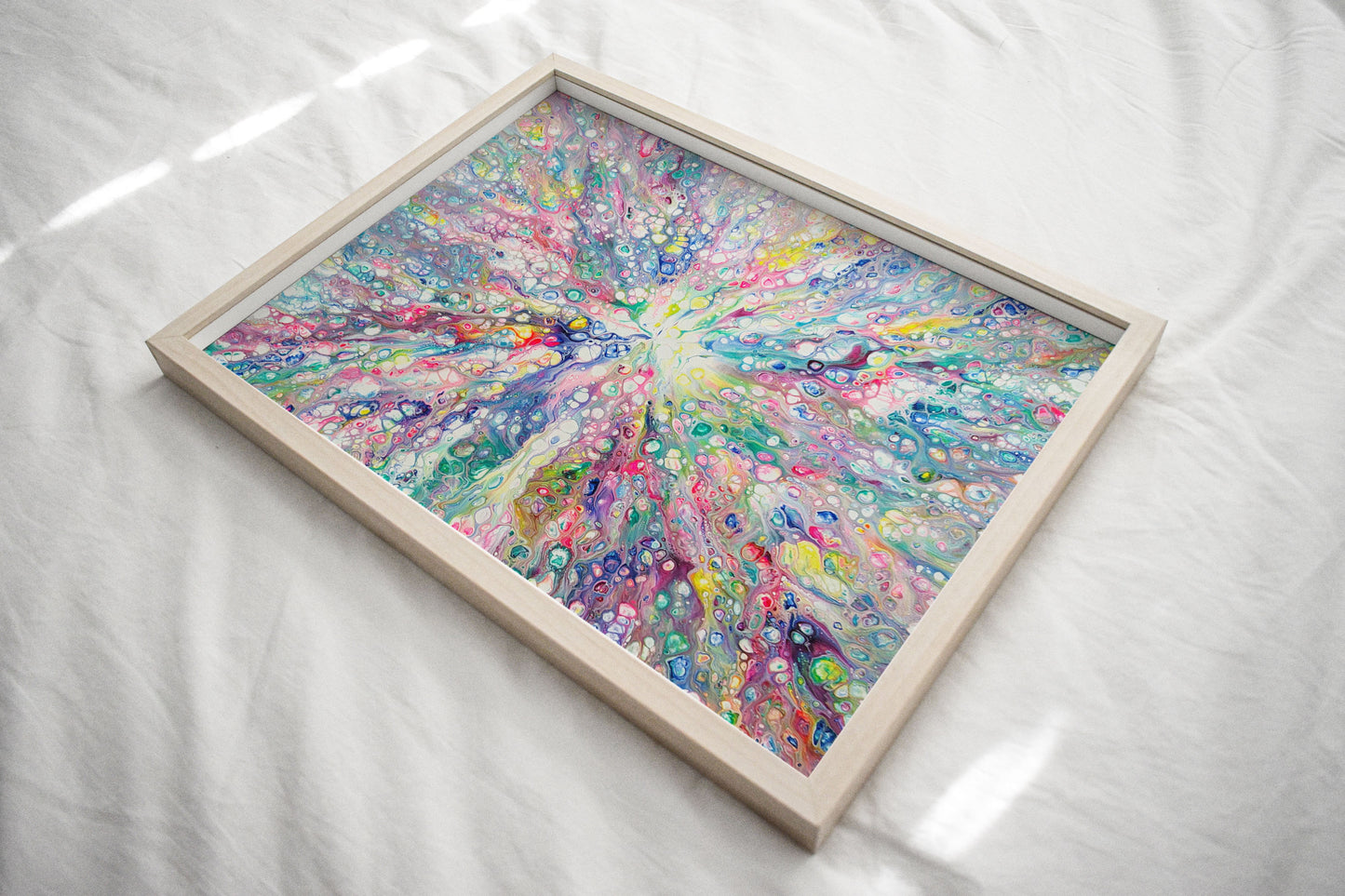 print of original acrylic fluid art piece Rainbow Dragon