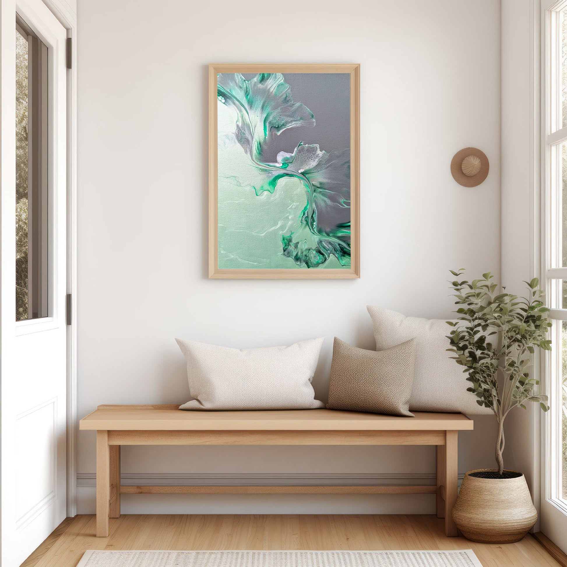 original acrylic fluid artwork named Sea Glass 11x14in