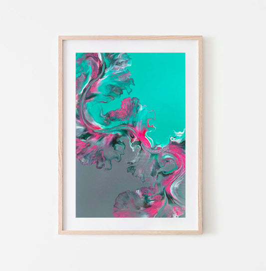 print of original acrylic fluid art piece Slow Ascent