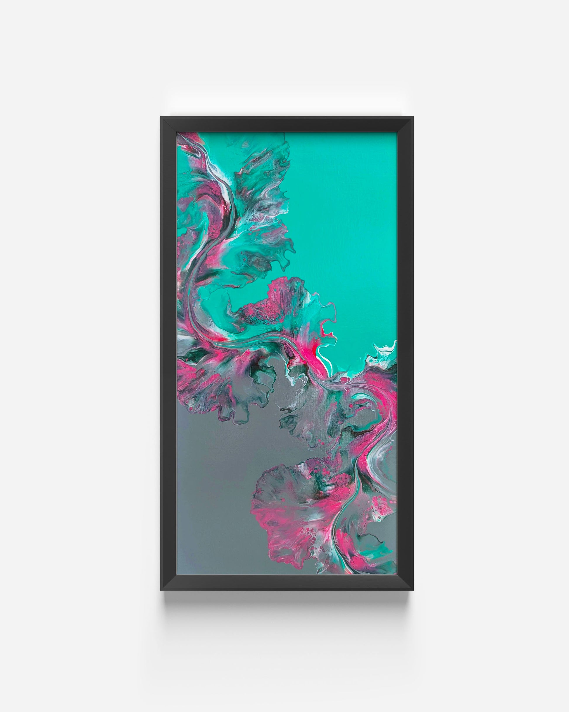 original acrylic fluid artwork named Slow Ascent 12x24in