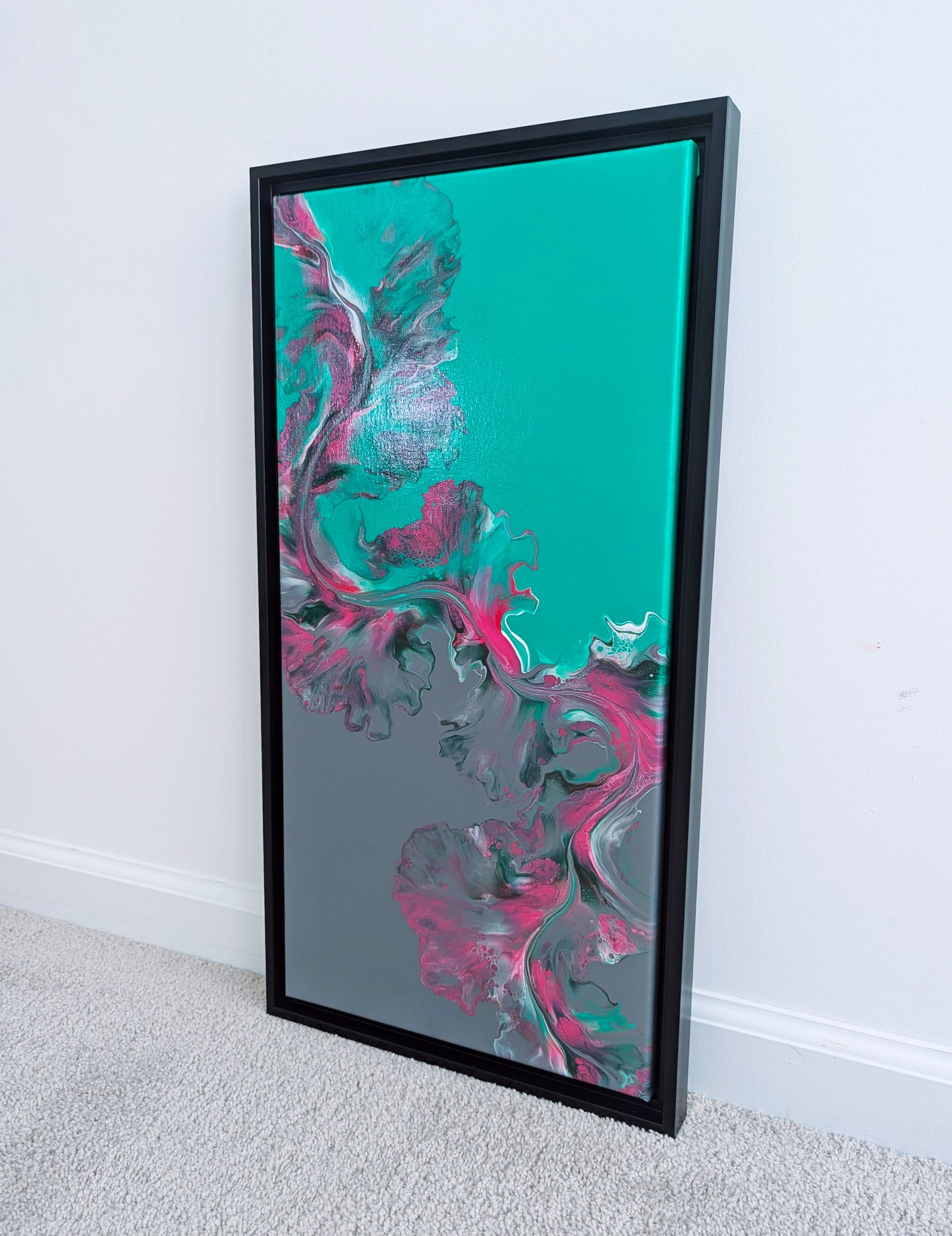 original acrylic fluid artwork named Slow Ascent 12x24in