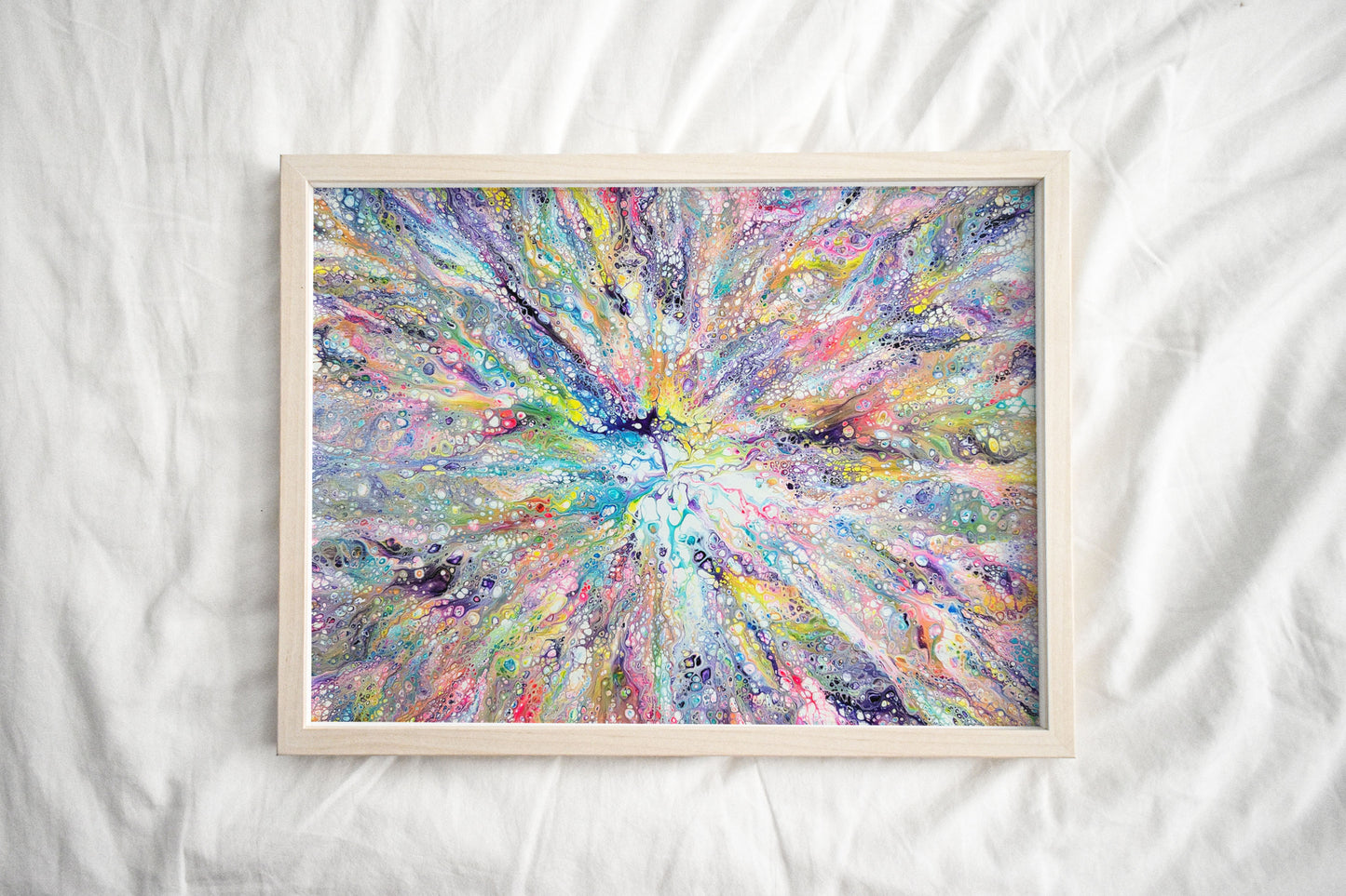 print of original acrylic fluid art piece Unicorn