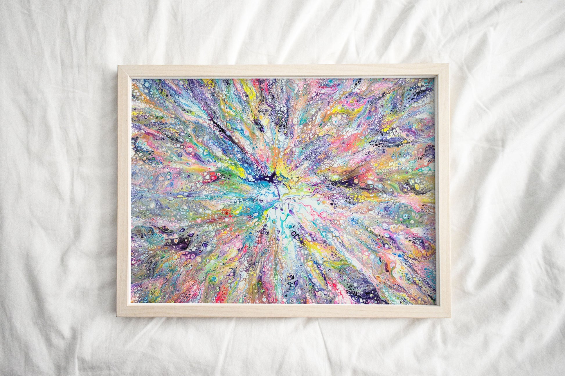 print of original acrylic fluid art piece Unicorn