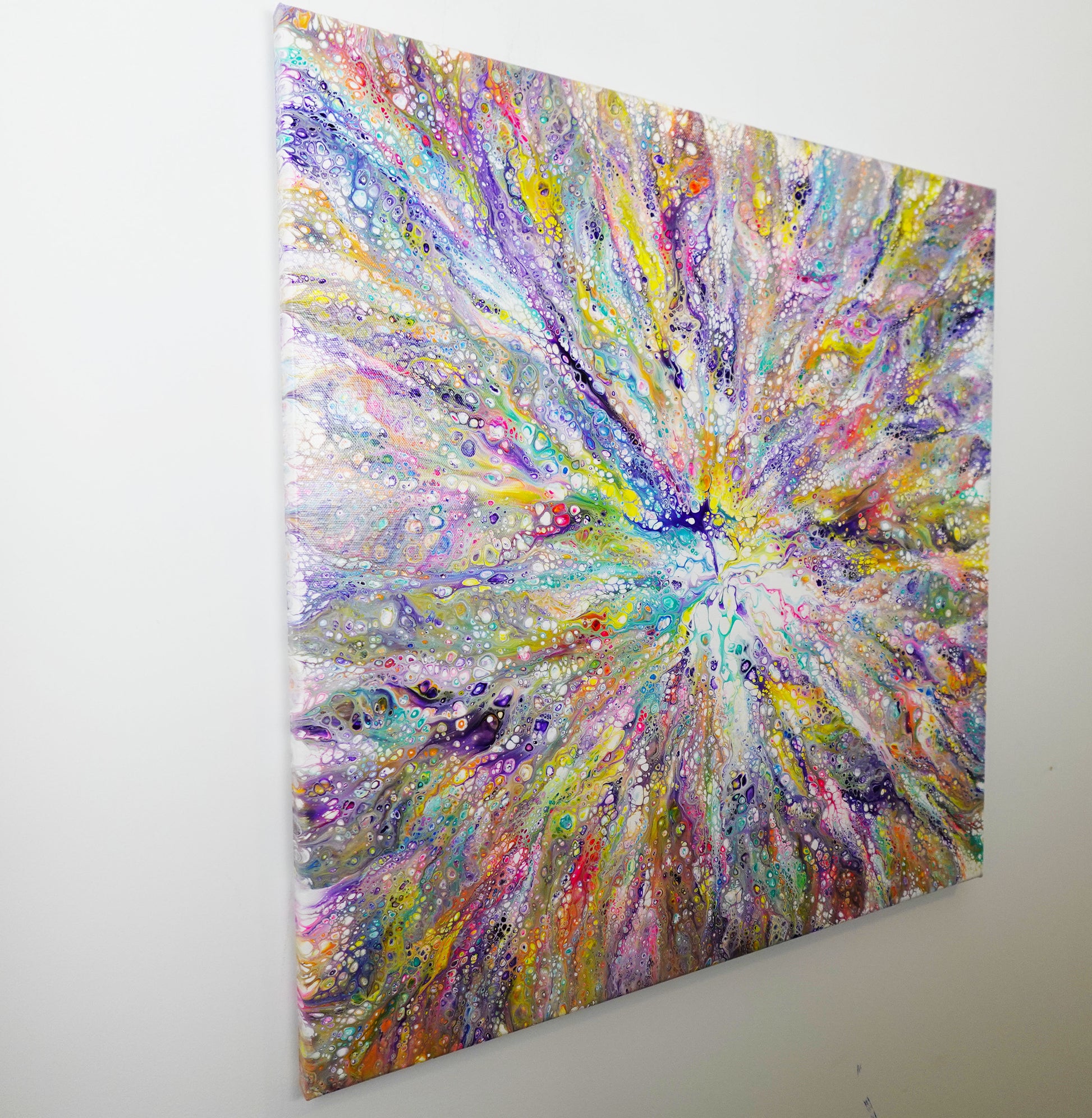original acrylic fluid artwork named Unicorn 24x24in