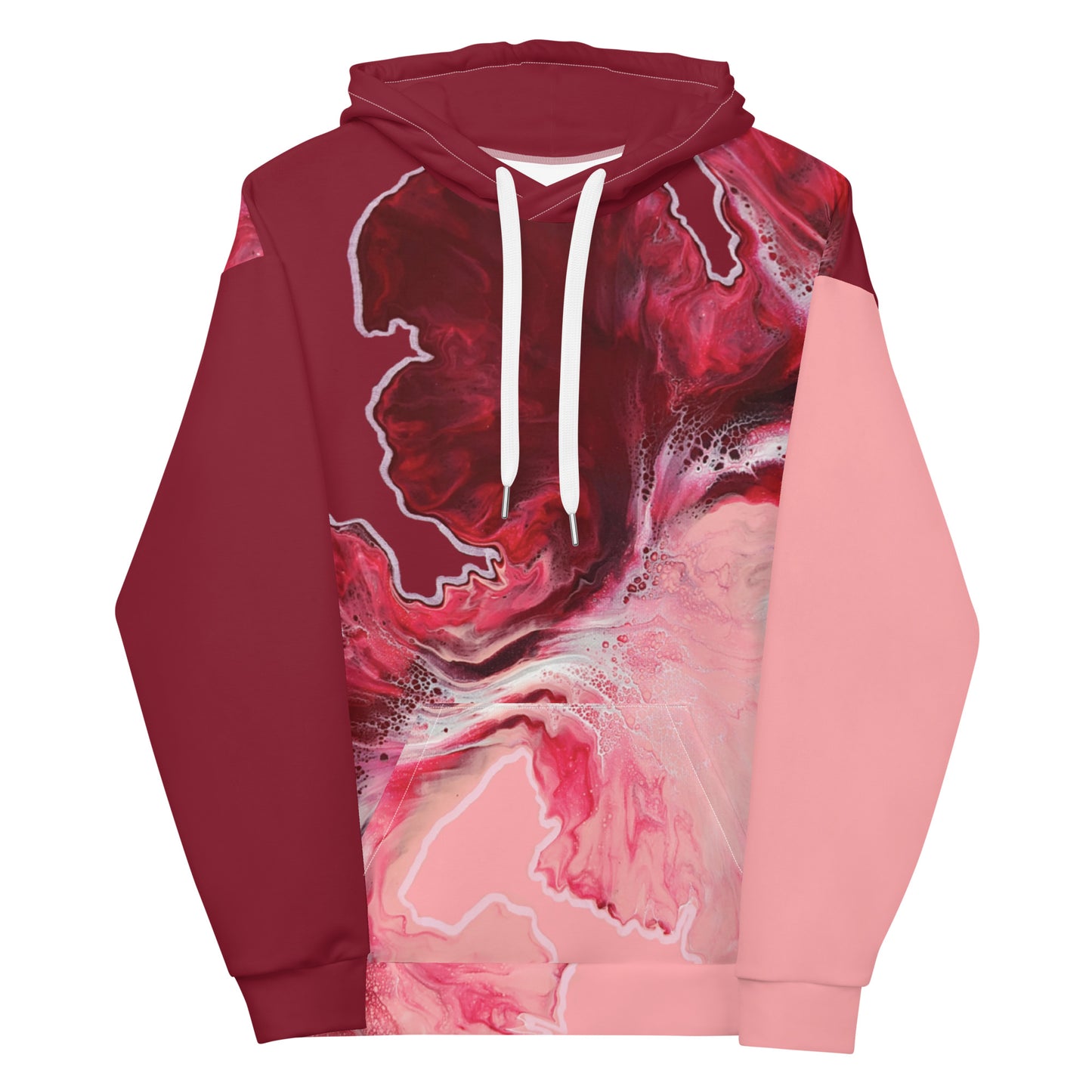 Custom unisex hoodie with acrylic fluid art on it