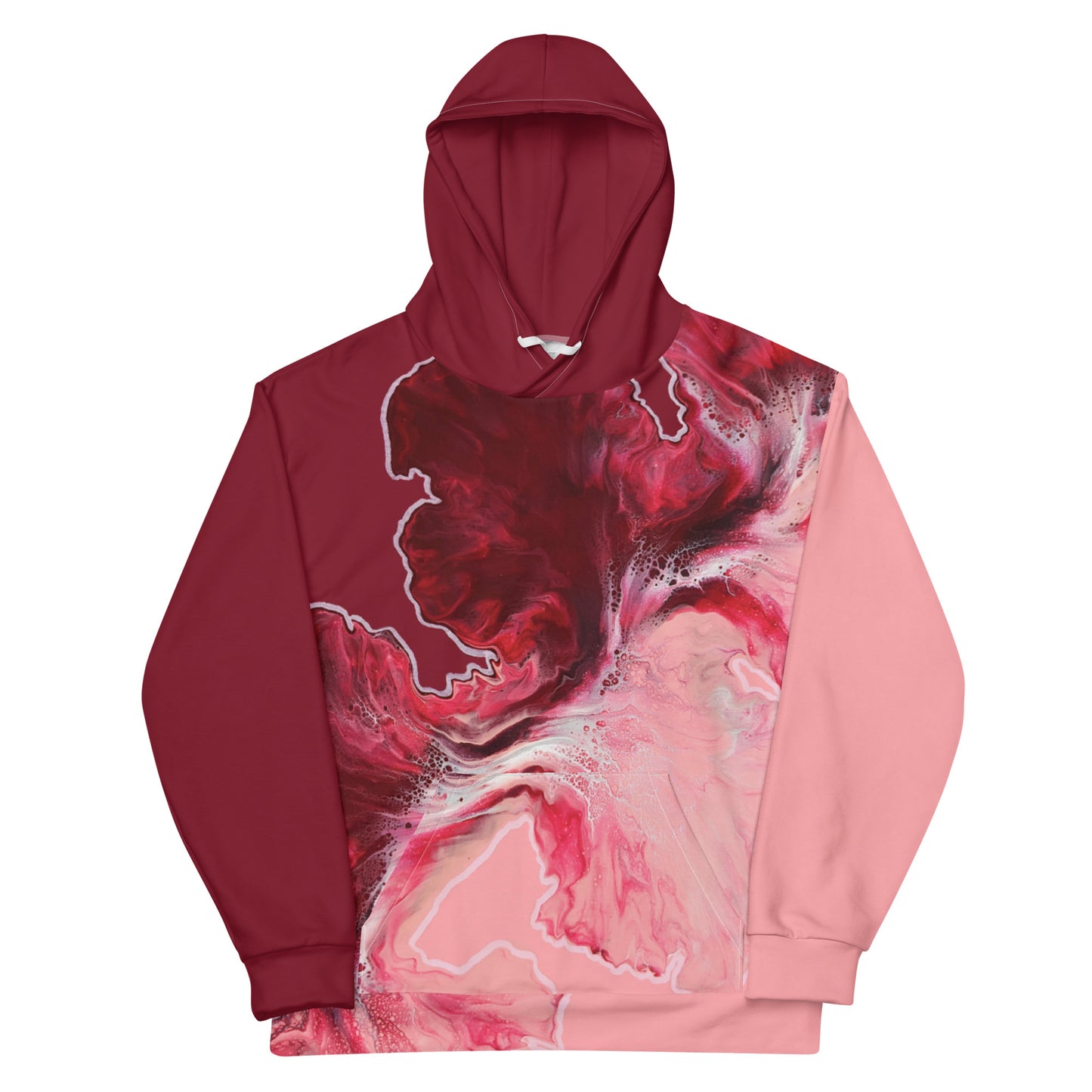 Custom unisex hoodie with acrylic fluid art on it