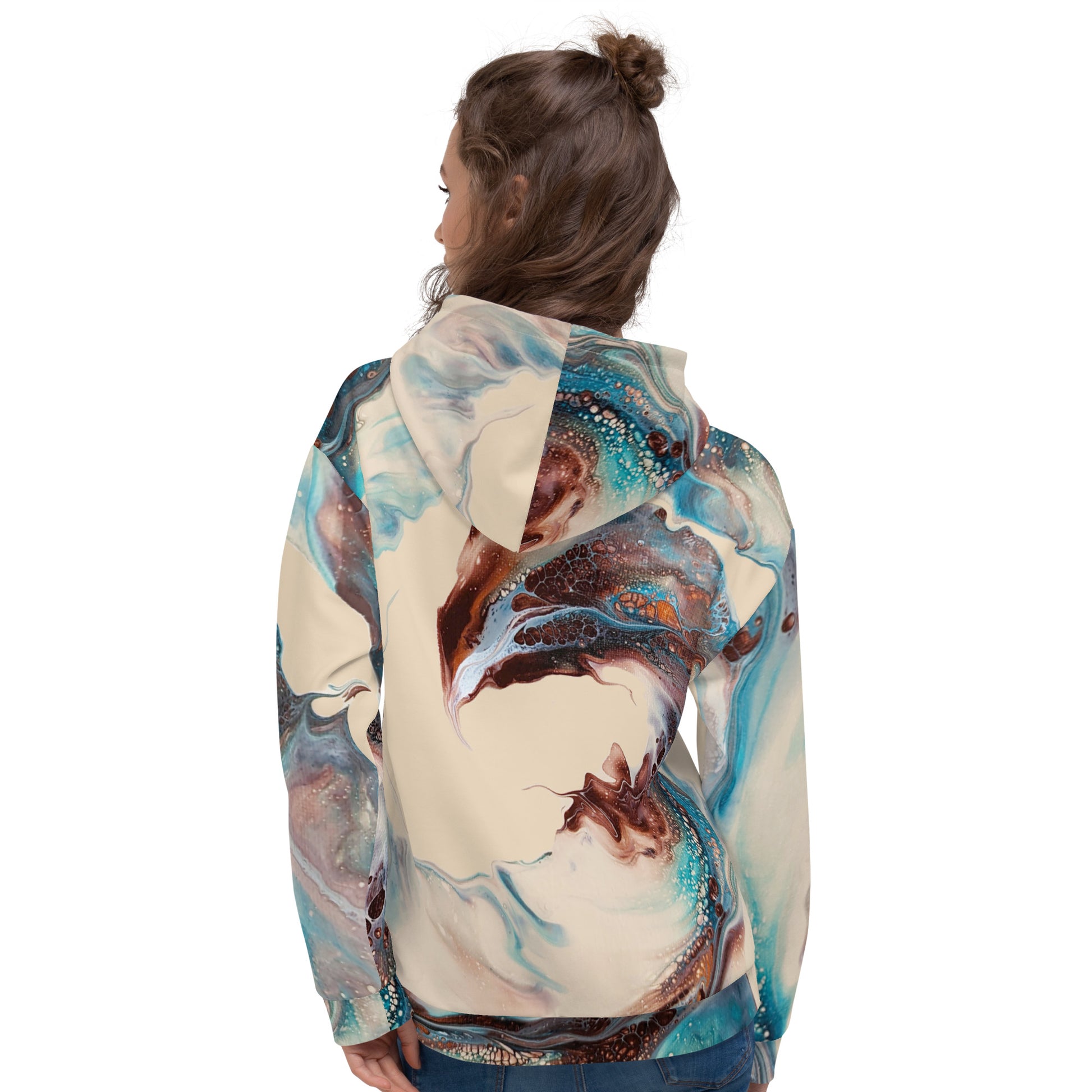 Custom unisex hoodie with acrylic fluid art on it