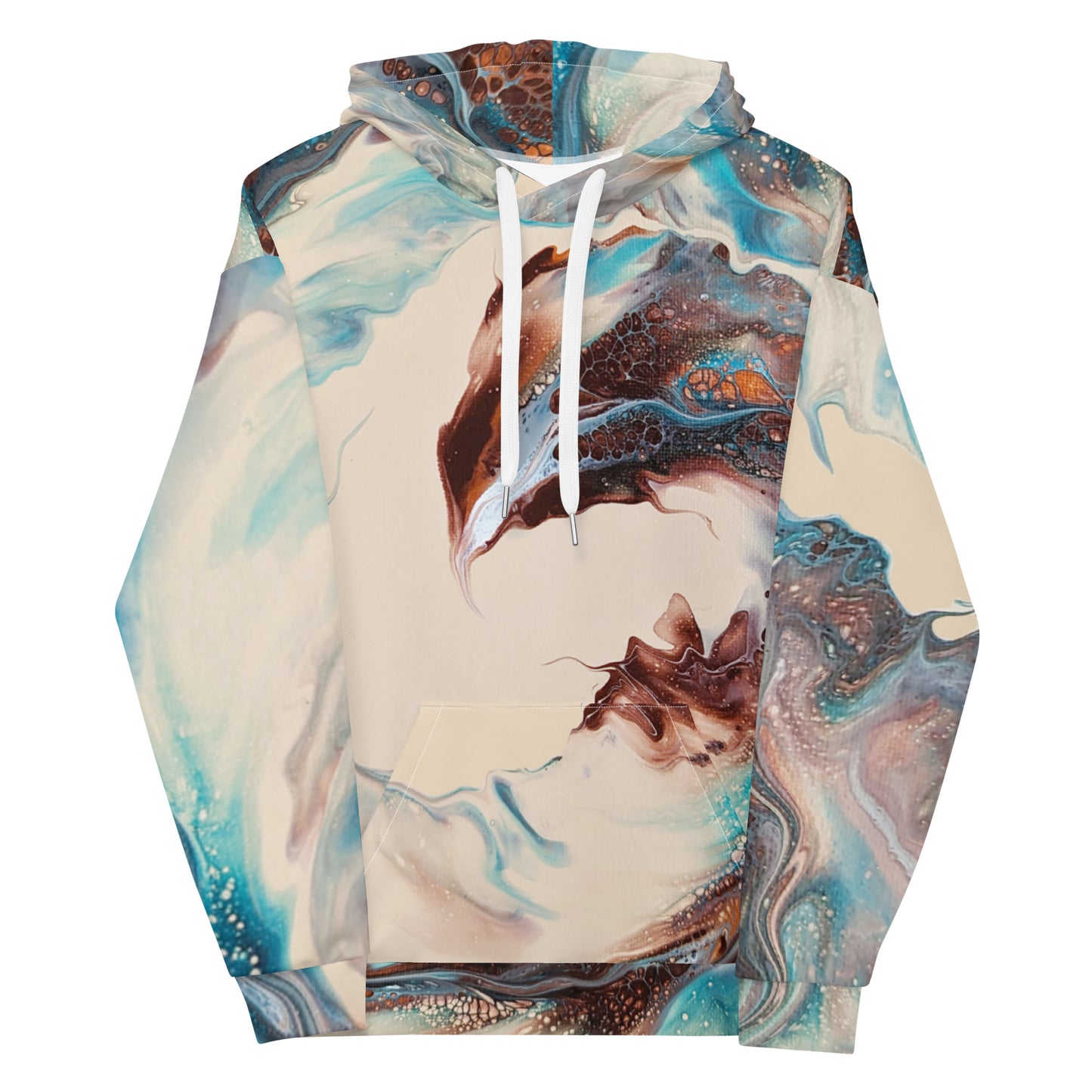 Custom unisex hoodie with acrylic fluid art on it