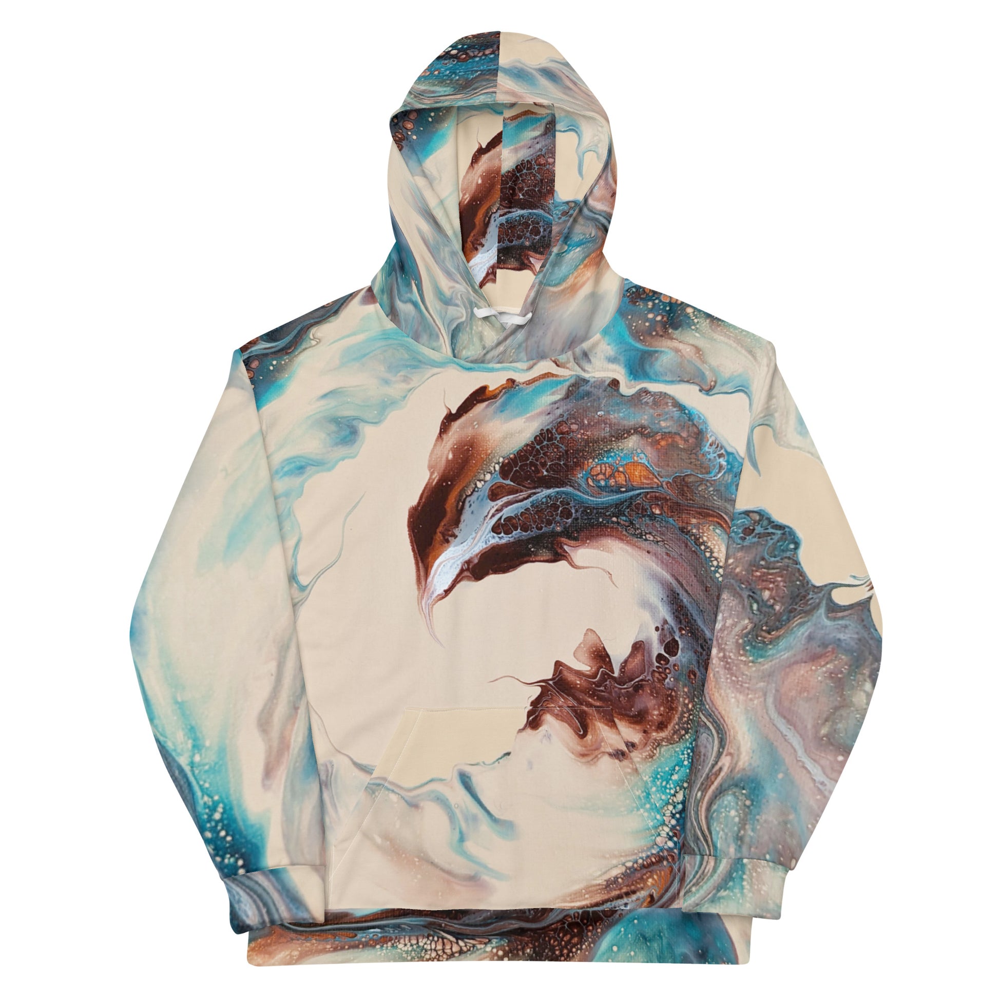 Custom unisex hoodie with acrylic fluid art on it