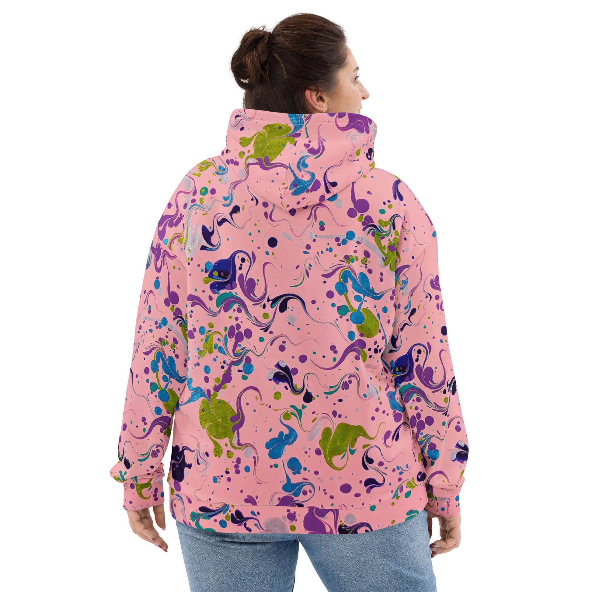 Custom unisex hoodie with acrylic fluid art on it