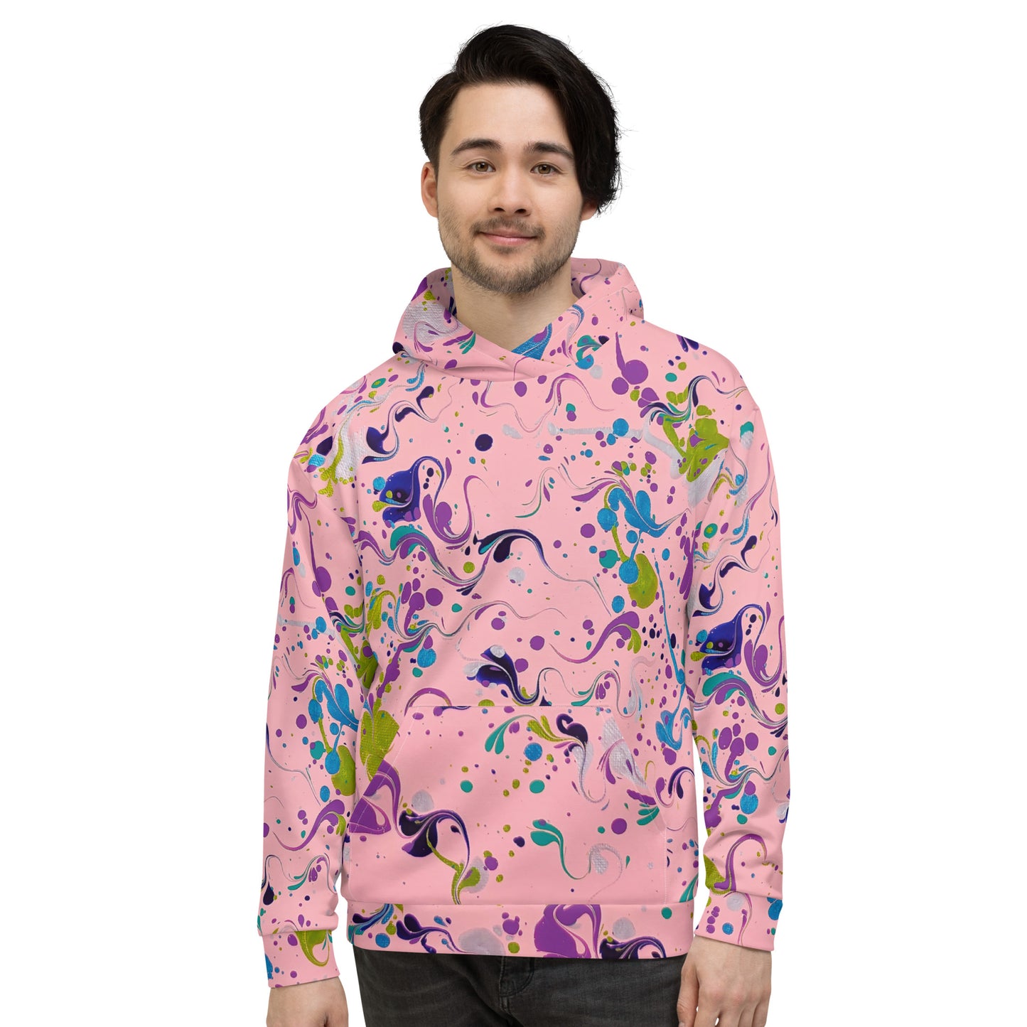 Custom unisex hoodie with acrylic fluid art on it