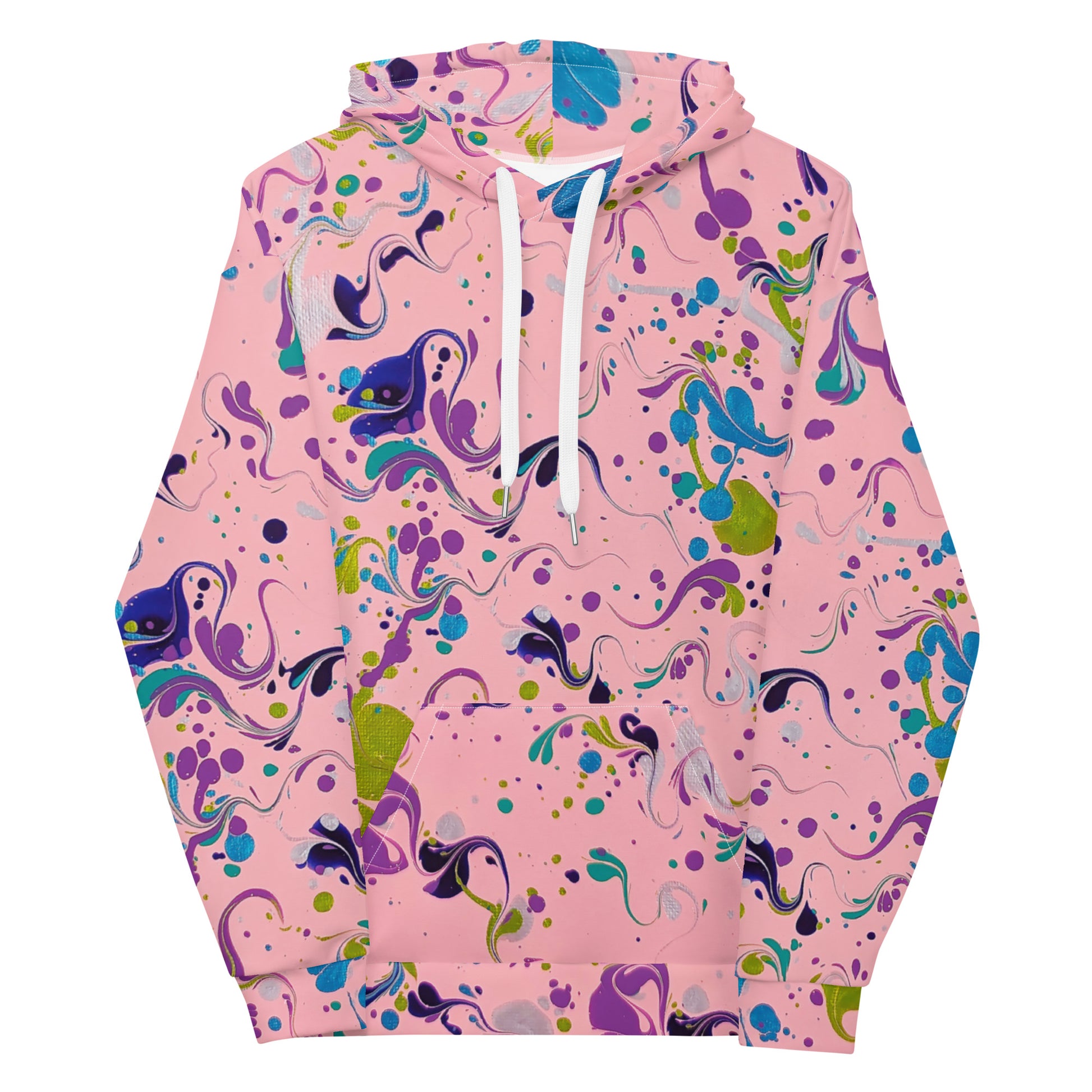 Custom unisex hoodie with acrylic fluid art on it