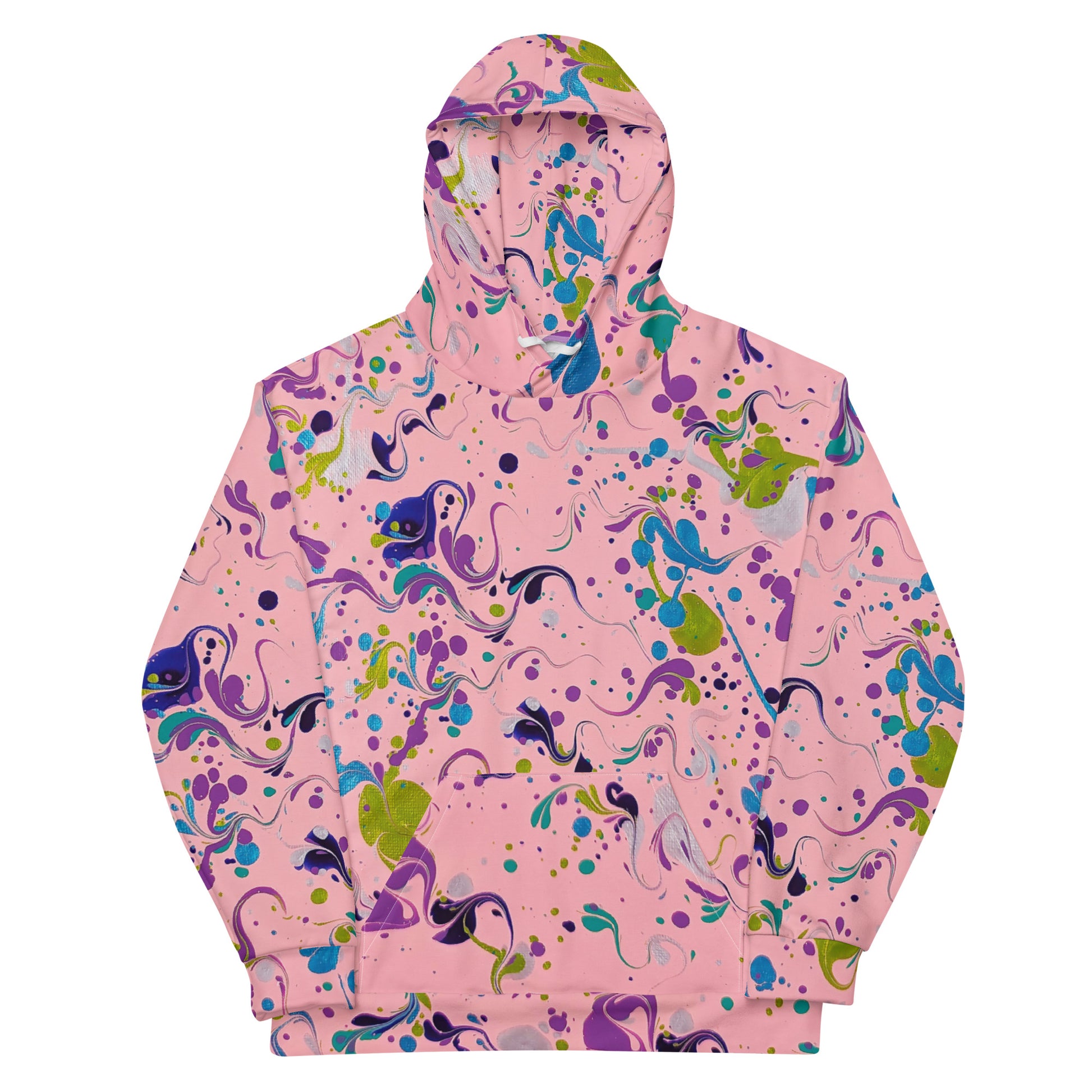 Custom unisex hoodie with acrylic fluid art on it