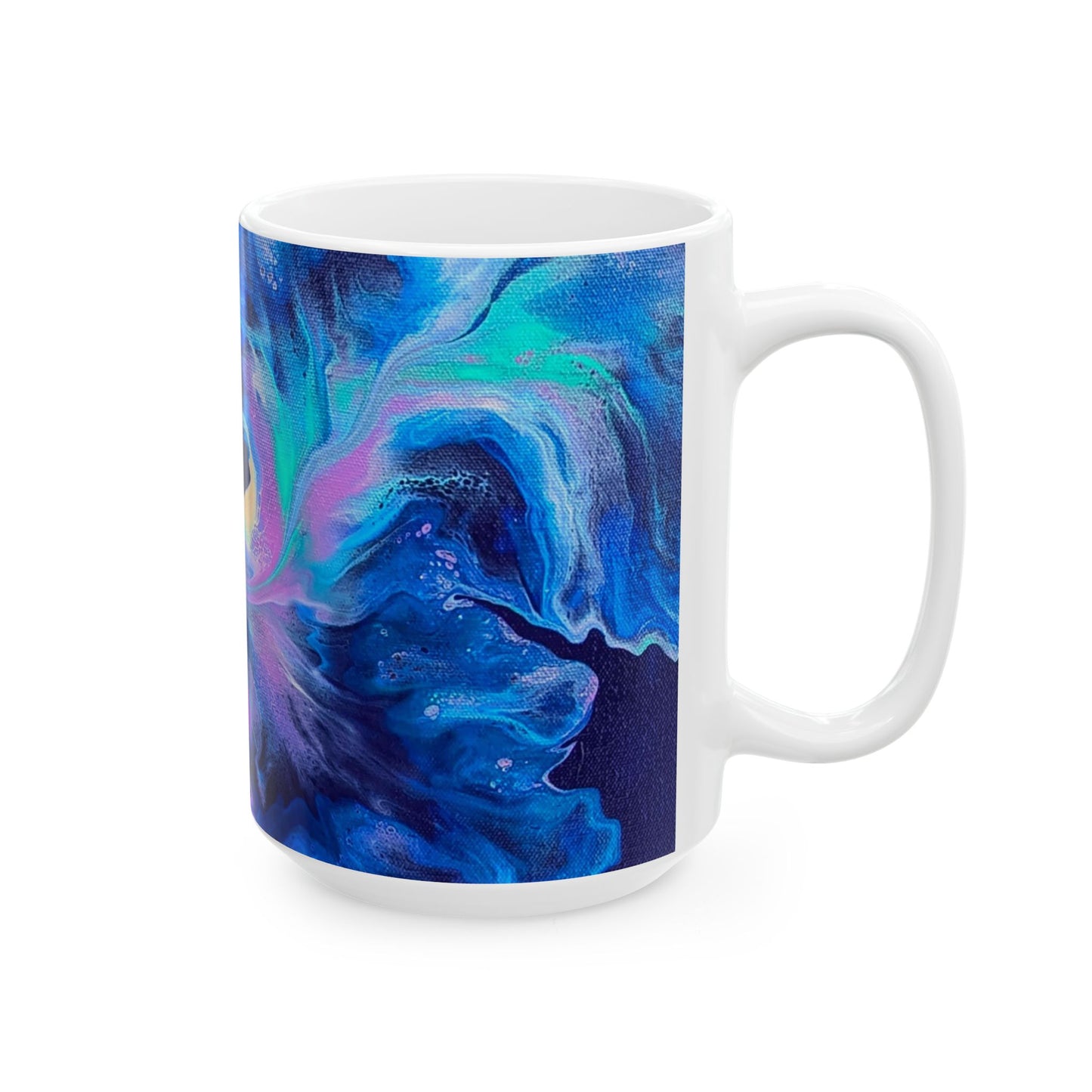 mug with custom acrylic fluid art on it