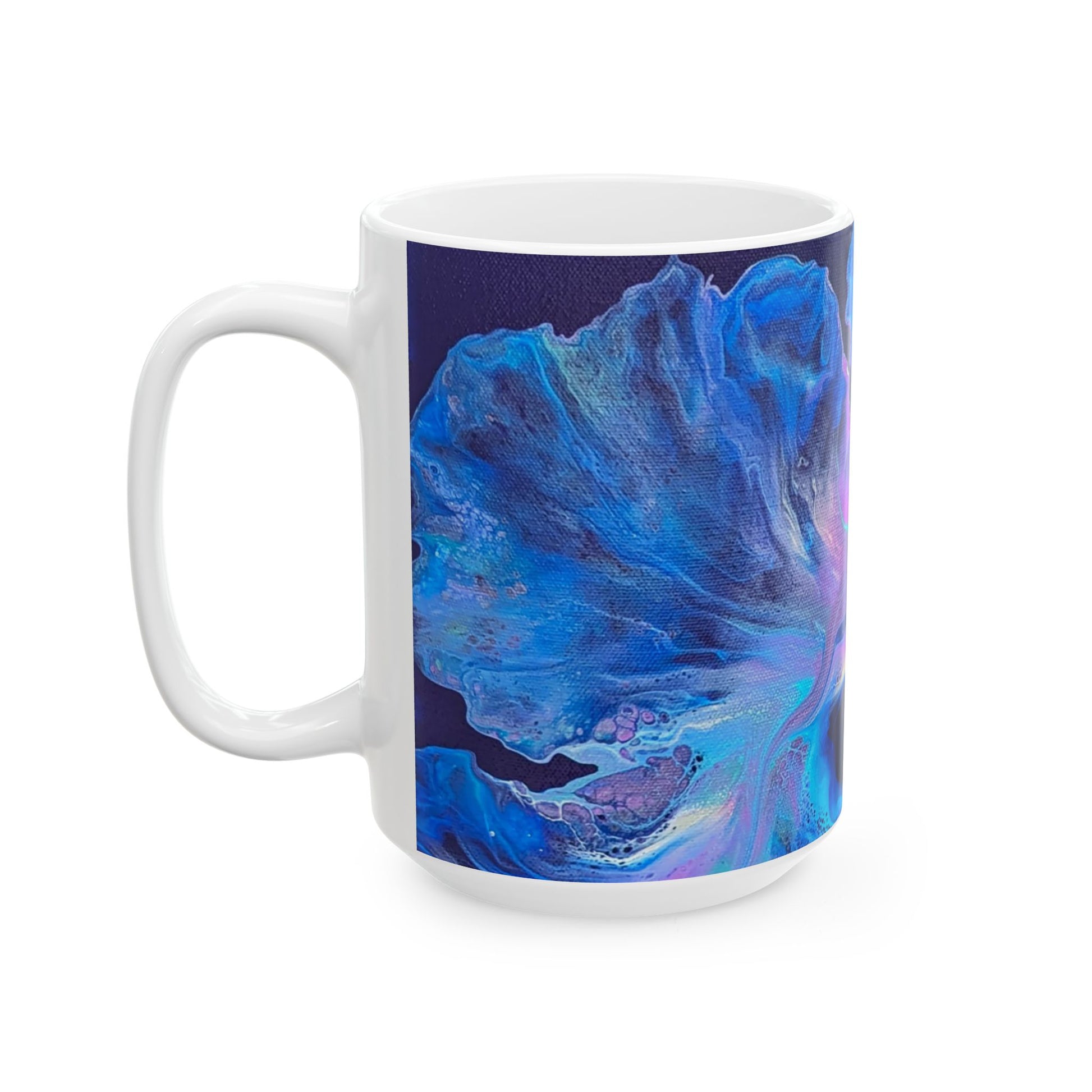 mug with custom acrylic fluid art on it