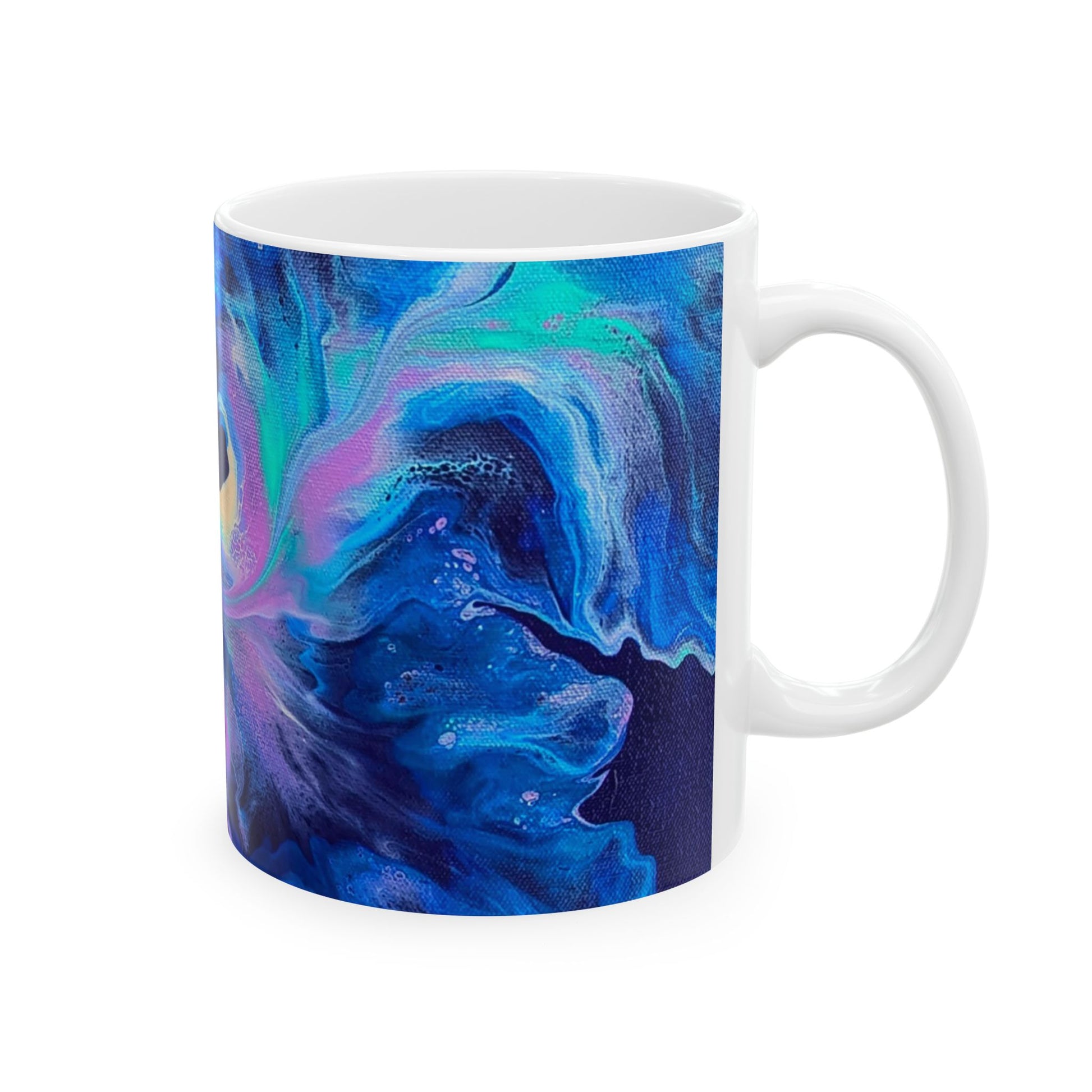 mug with custom acrylic fluid art on it