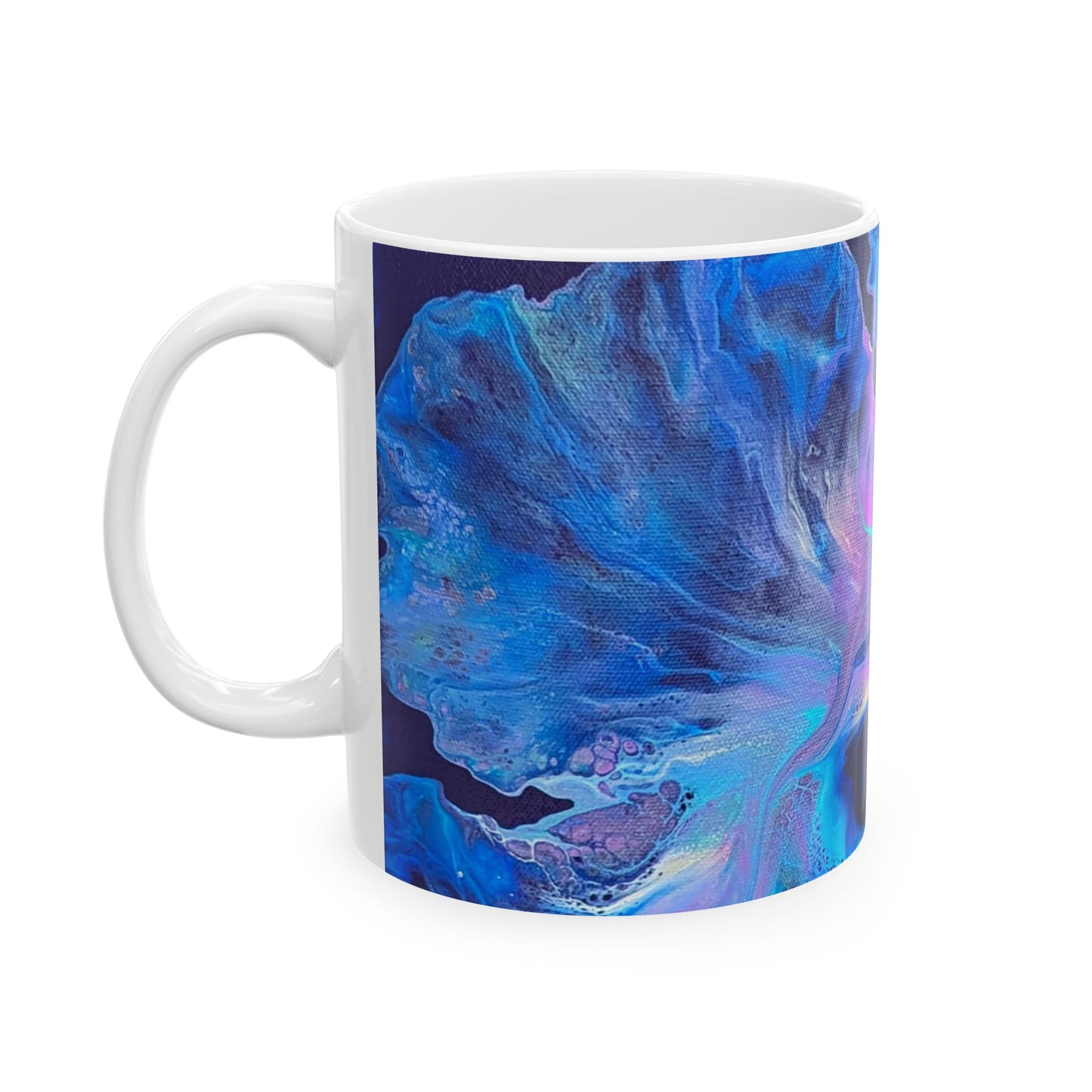 mug with custom acrylic fluid art on it