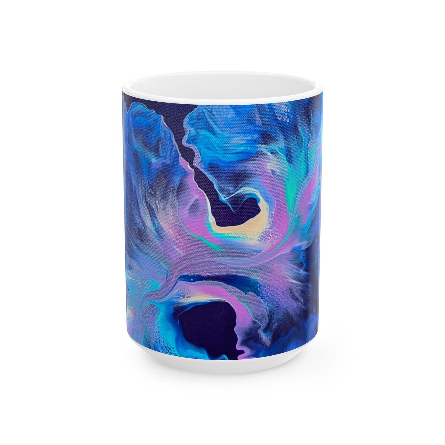 mug with custom acrylic fluid art on it