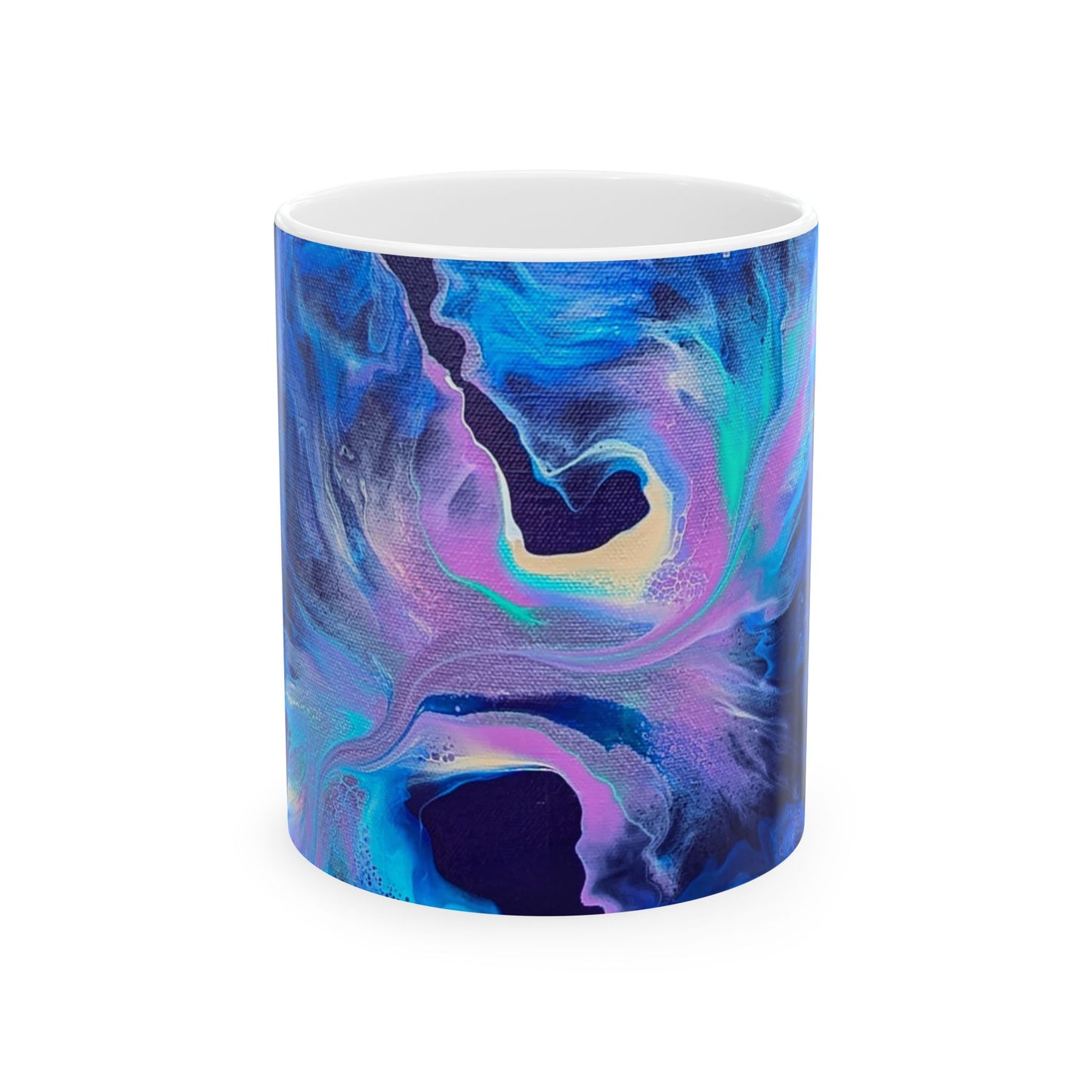 mug with custom acrylic fluid art on it