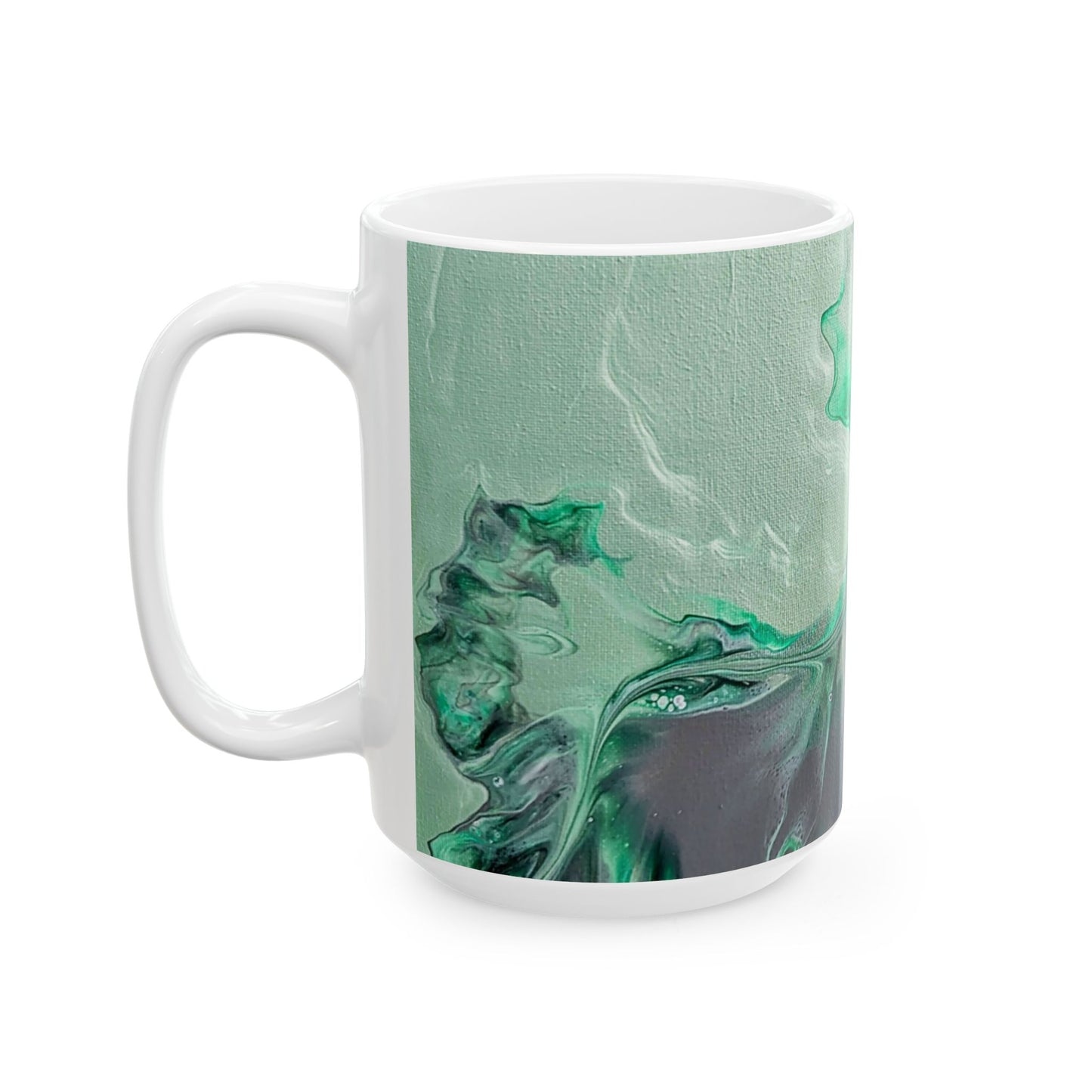 mug with custom acrylic fluid art on it