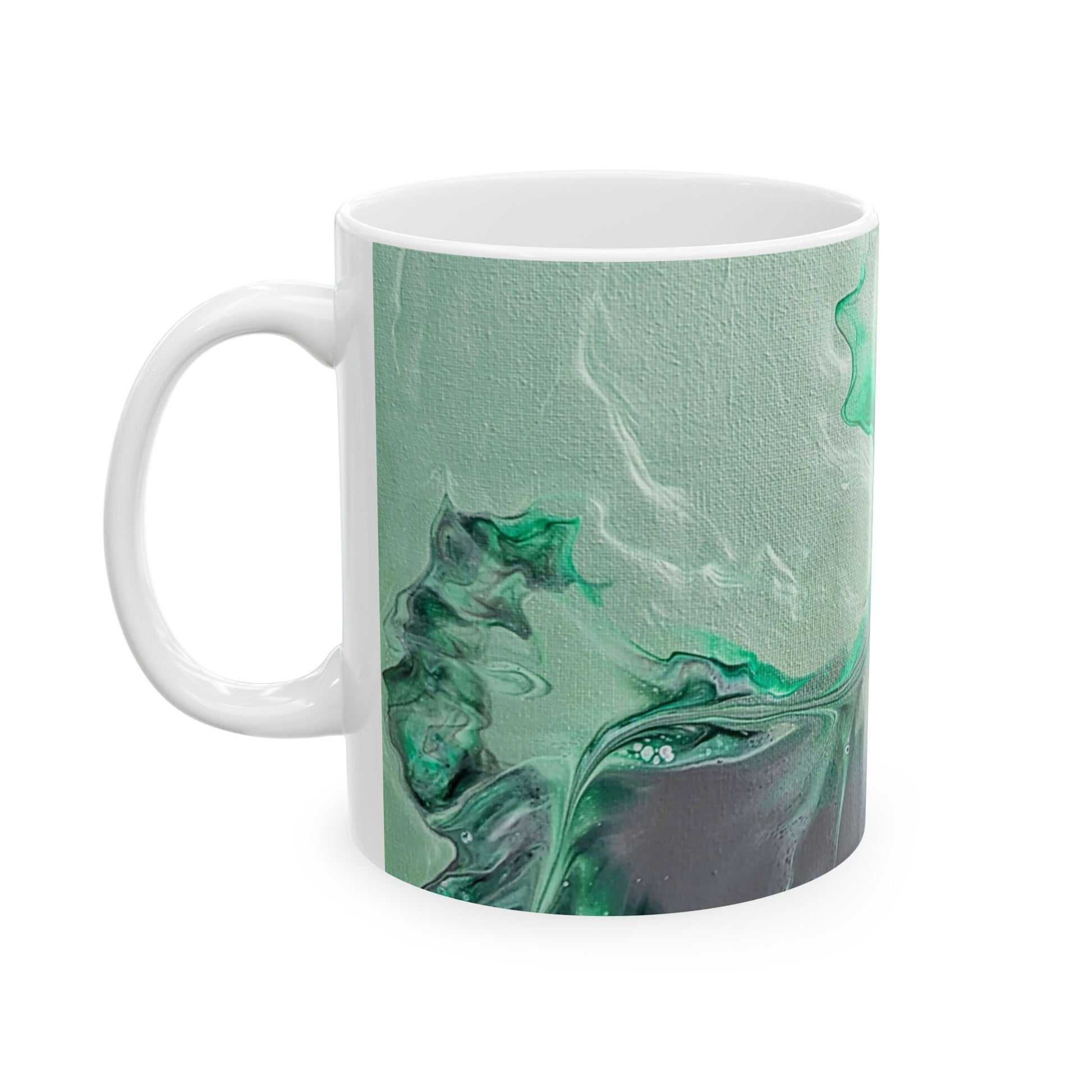 mug with custom acrylic fluid art on it