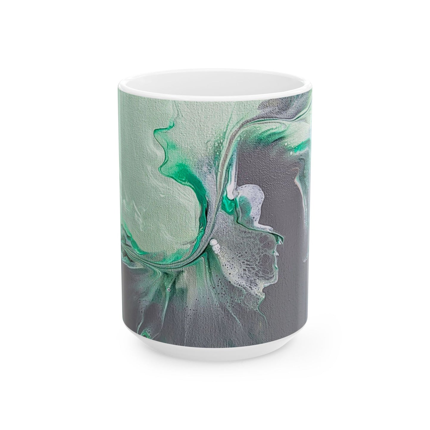 mug with custom acrylic fluid art on it