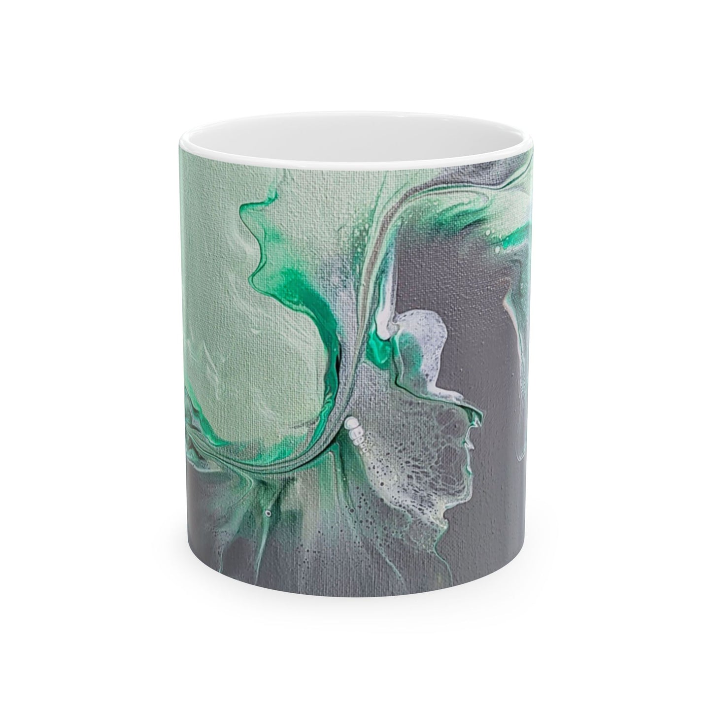 mug with custom acrylic fluid art on it