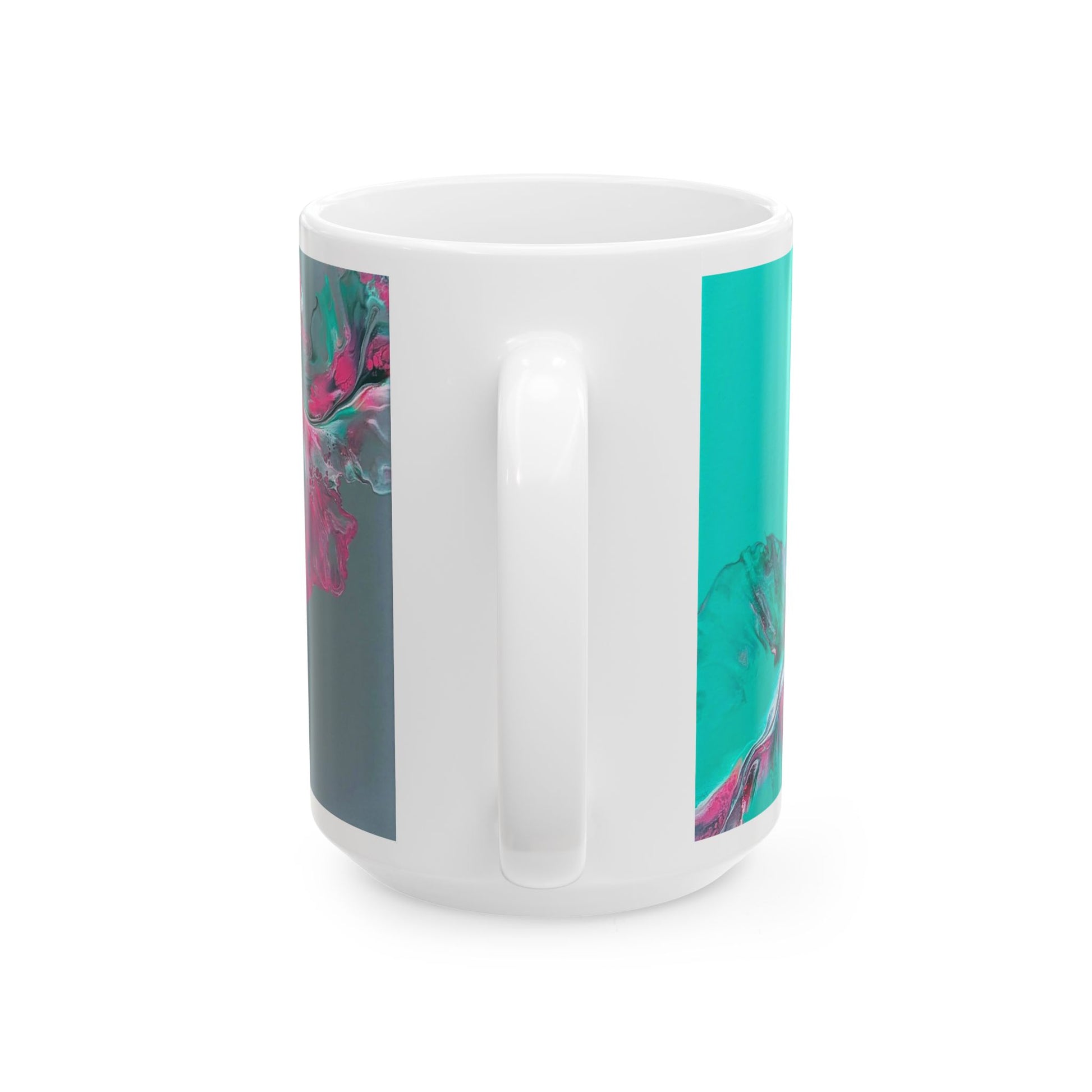 mug with custom acrylic fluid art on it