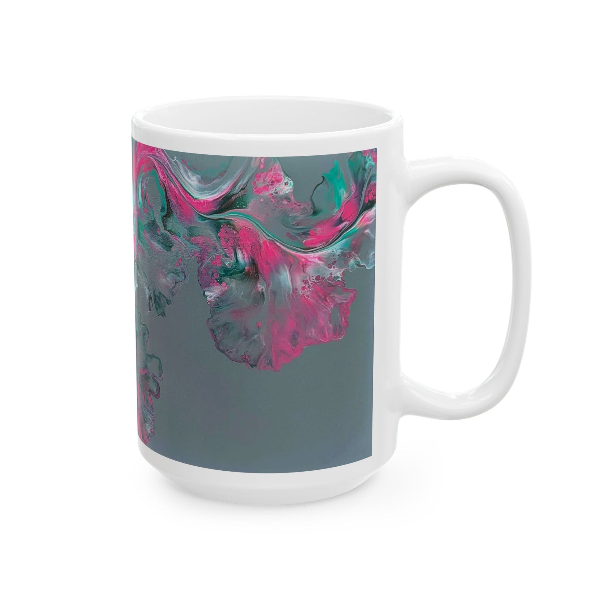 mug with custom acrylic fluid art on it