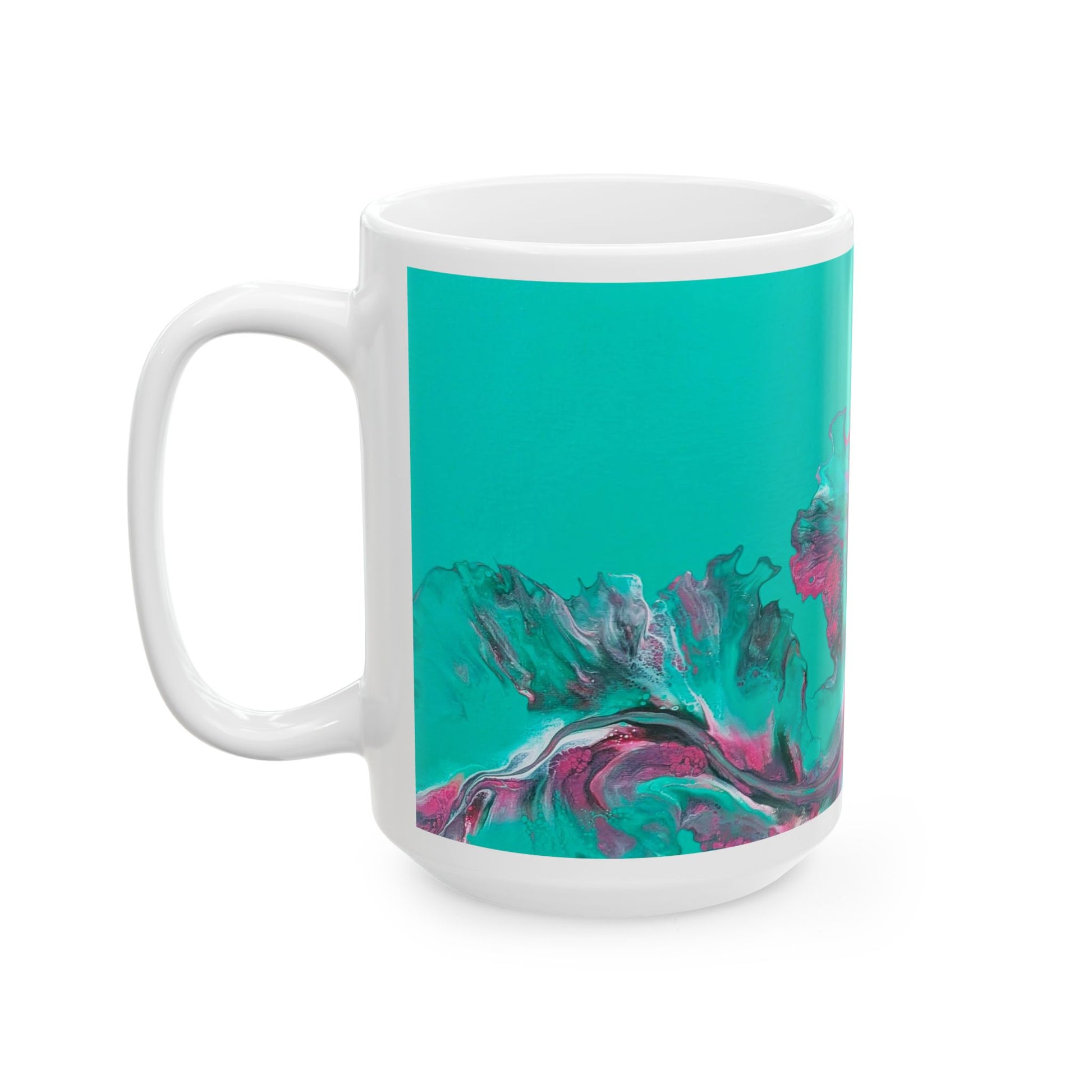 mug with custom acrylic fluid art on it