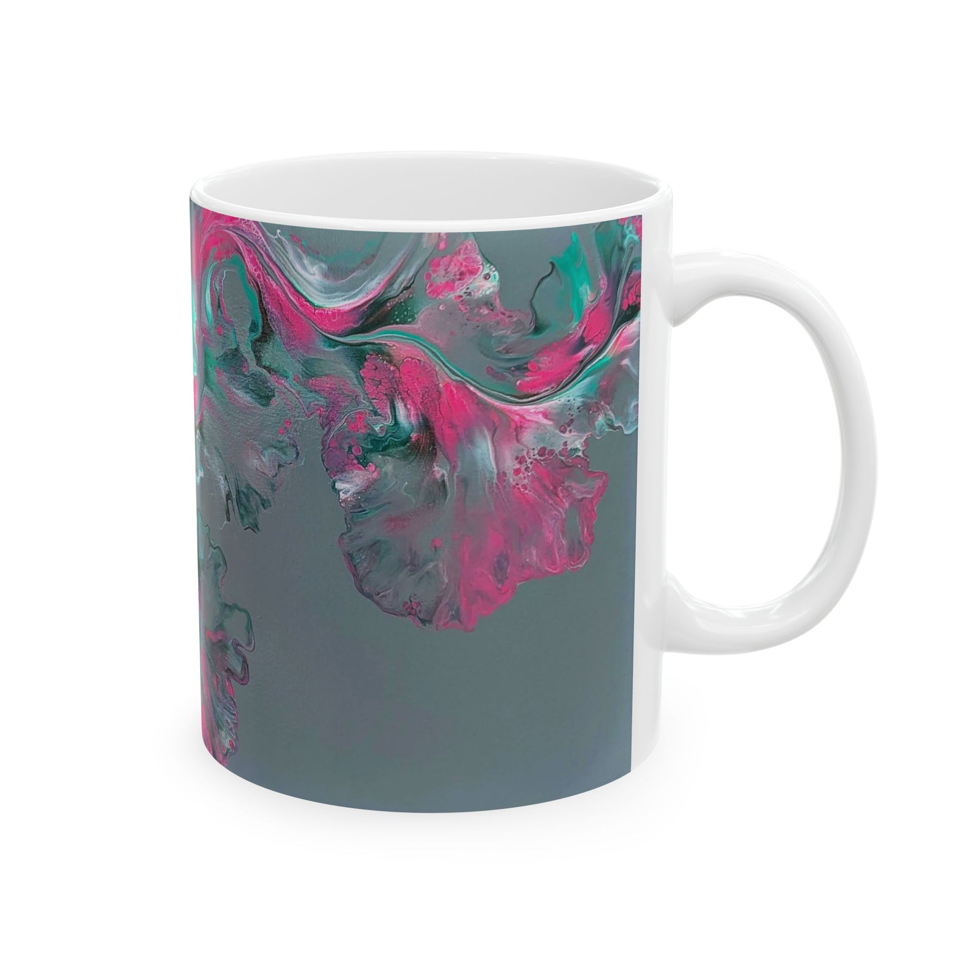 mug with custom acrylic fluid art on it