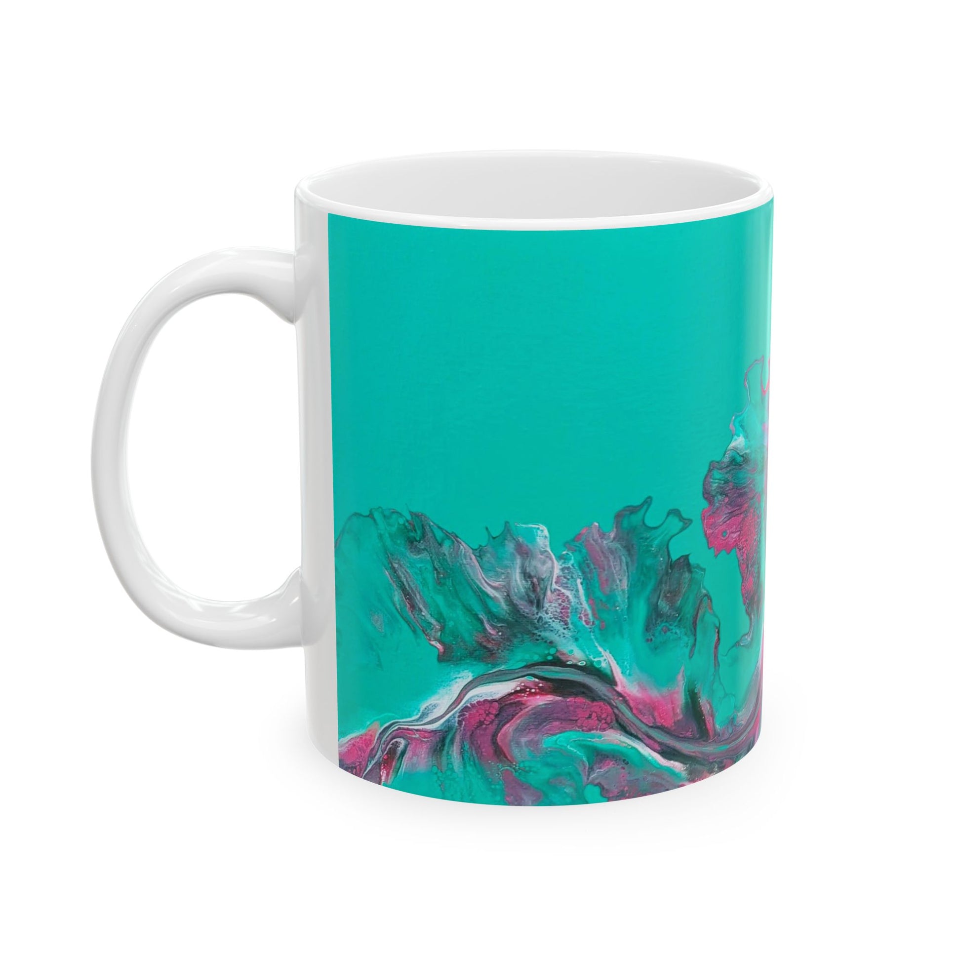 mug with custom acrylic fluid art on it