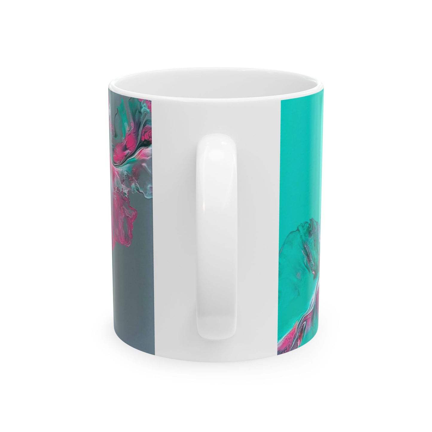 mug with custom acrylic fluid art on it