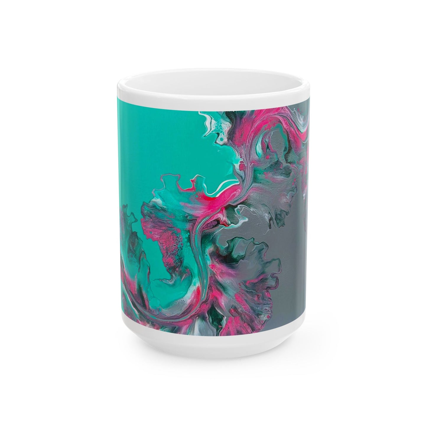 mug with custom acrylic fluid art on it