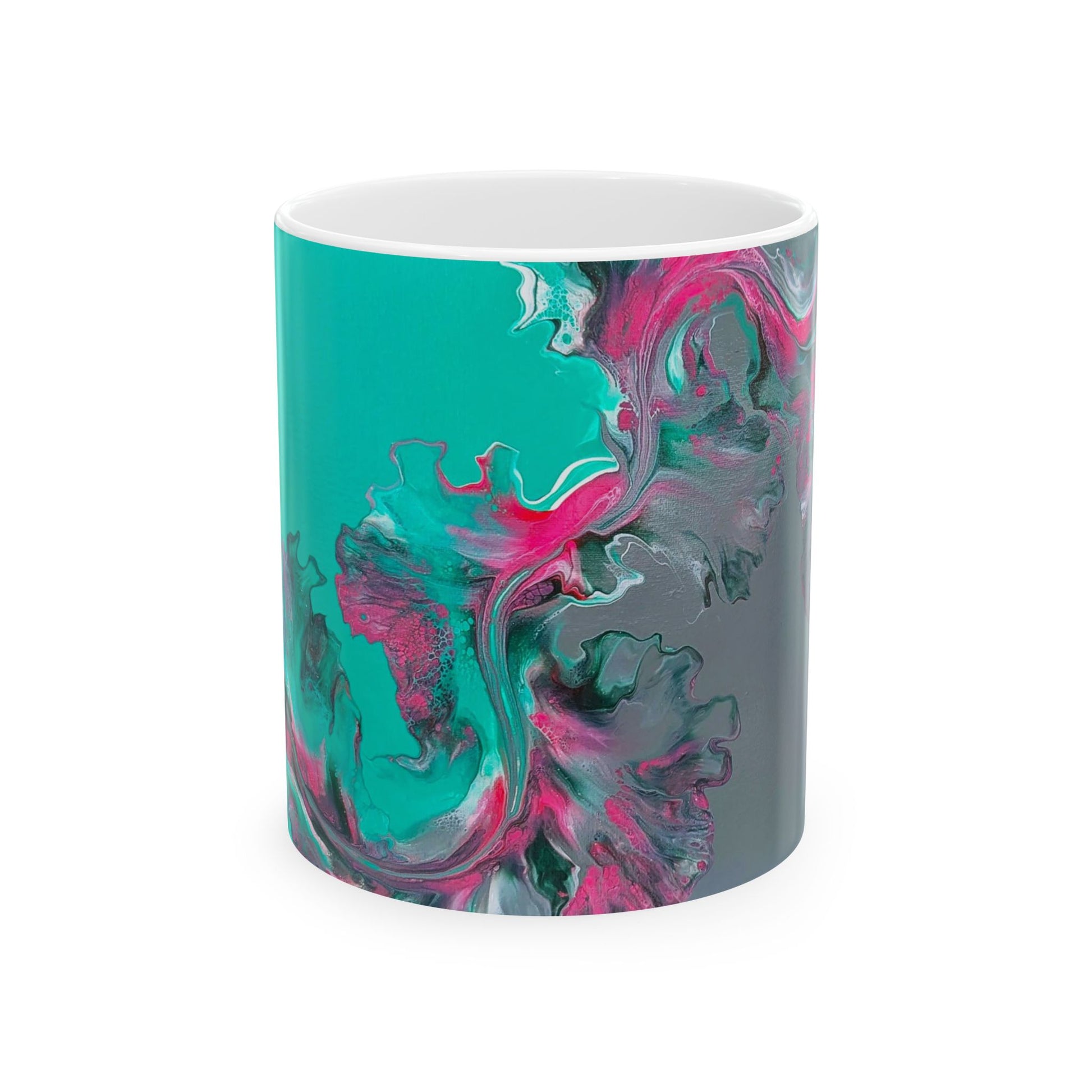 mug with custom acrylic fluid art on it