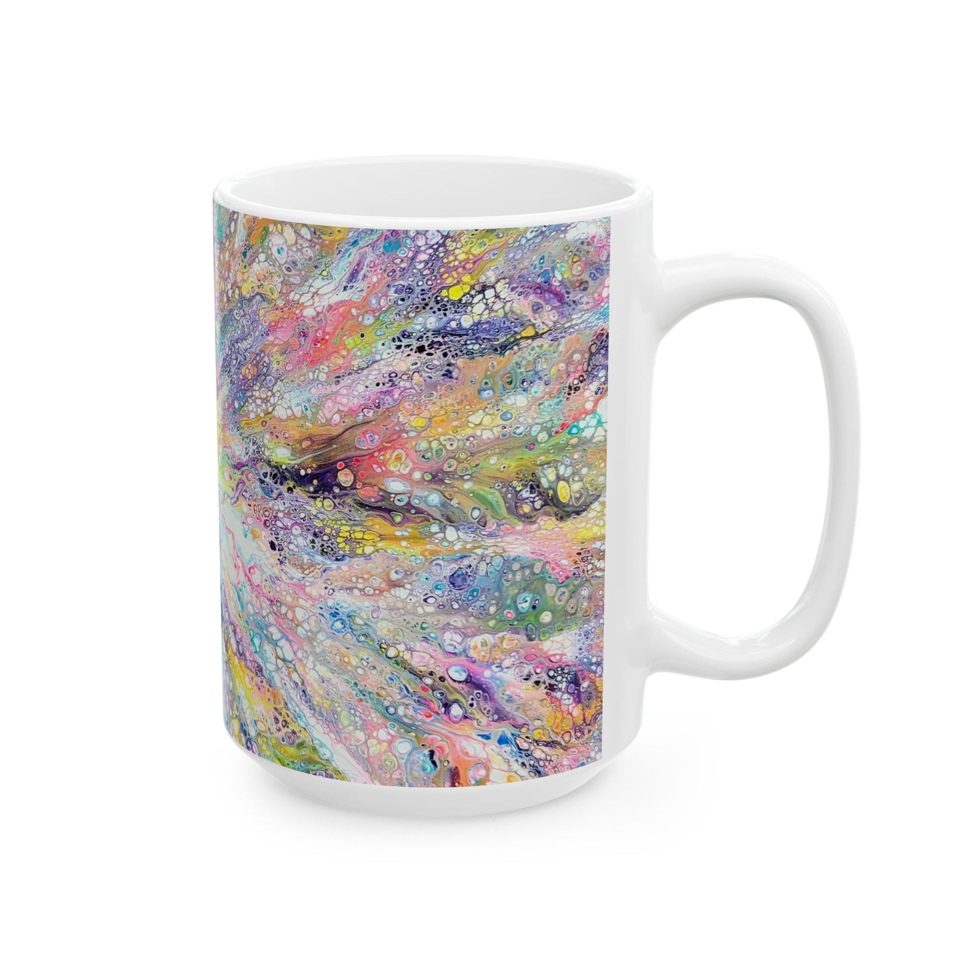 mug with custom acrylic fluid art on it