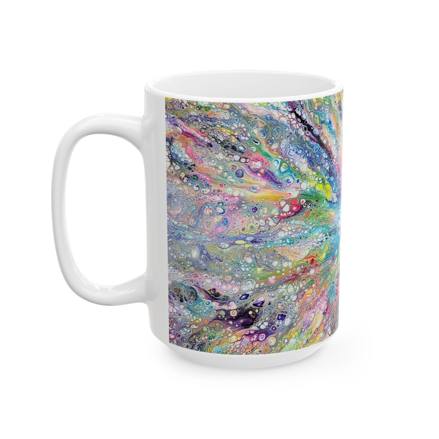 mug with custom acrylic fluid art on it