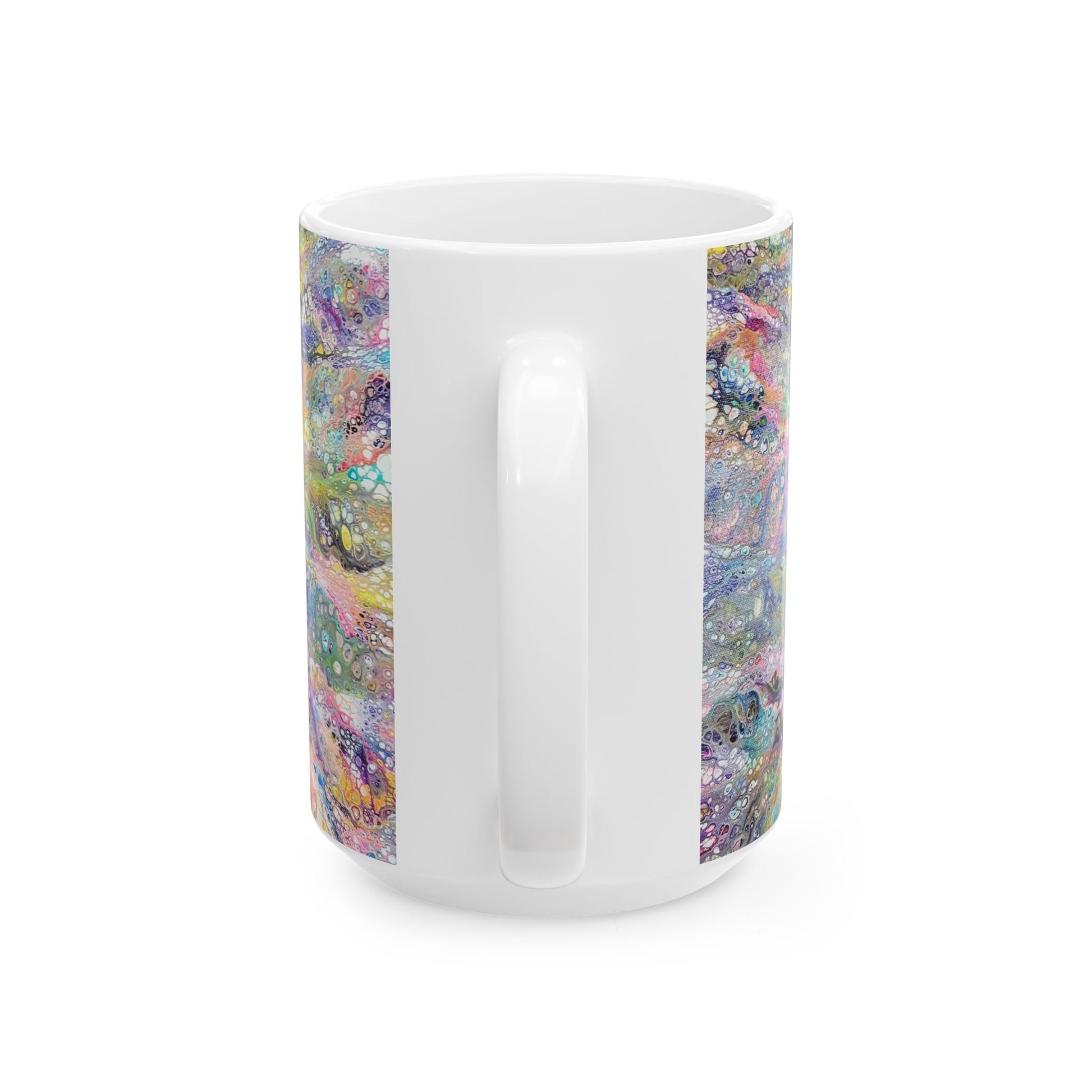 mug with custom acrylic fluid art on it