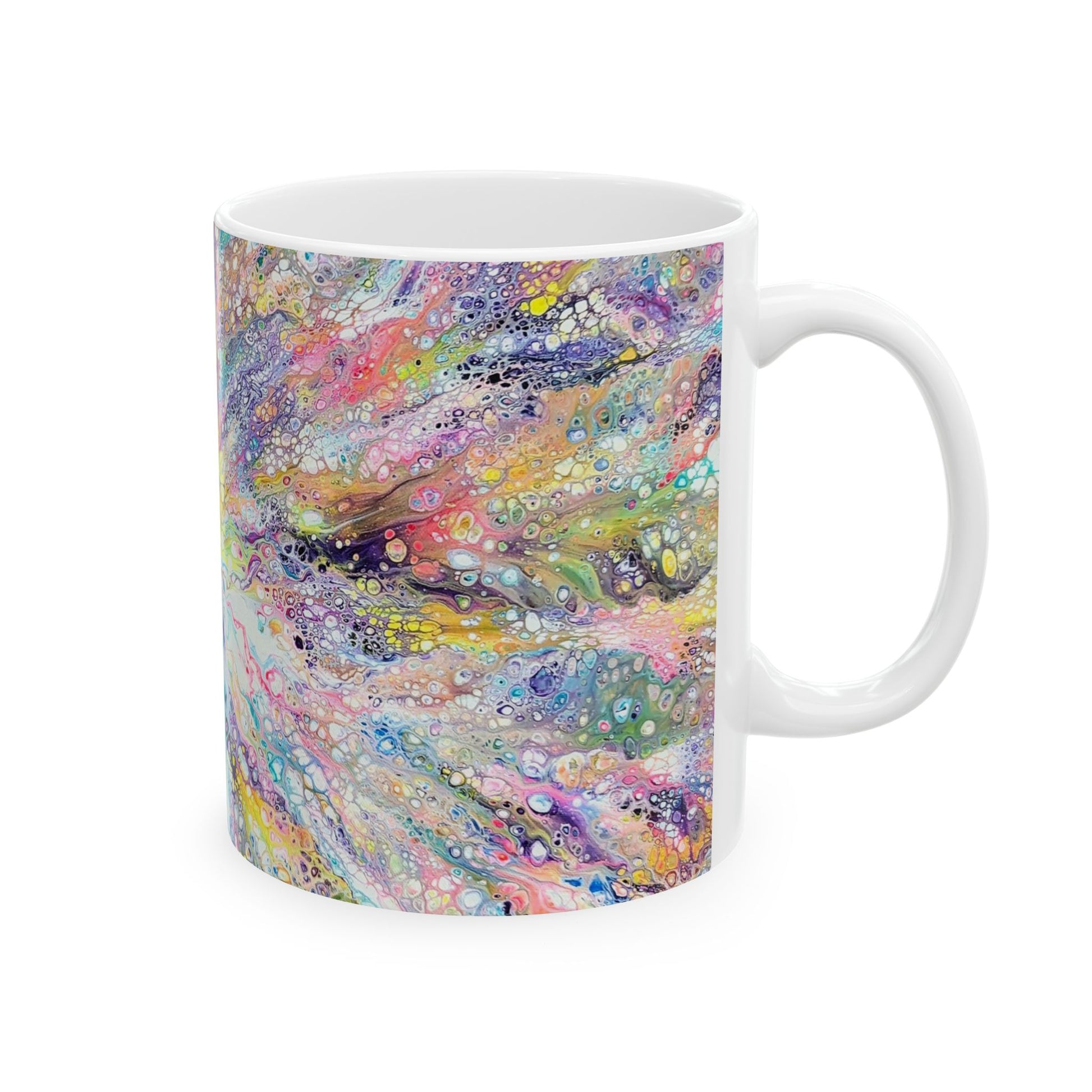 mug with custom acrylic fluid art on it